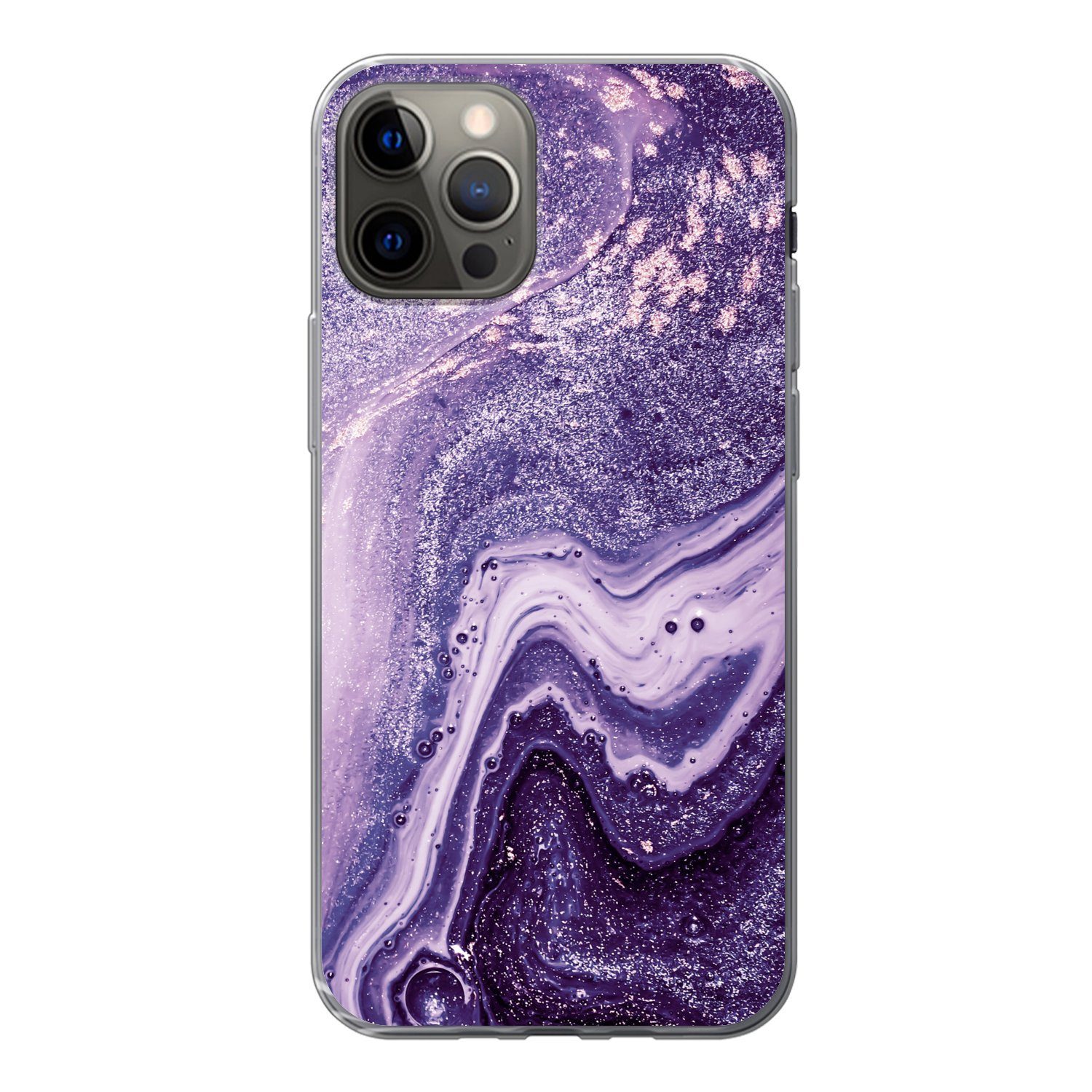 MuchoWow Handyhülle für Apple iPhone 13 Pro Naturstein - Glitzer - Luxus, Smartphone-Bumper, Print, Handy Schutzhülle Dünn