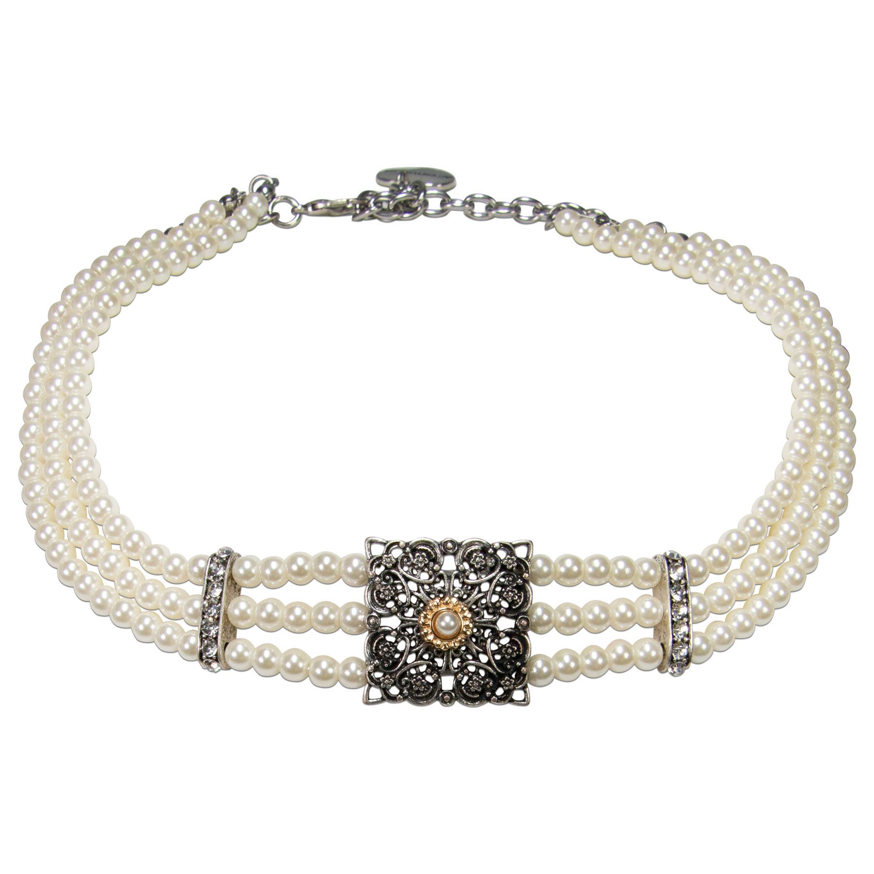 Collier Trachten-Perlen-Kropfkette Anabelle (creme-weiß)