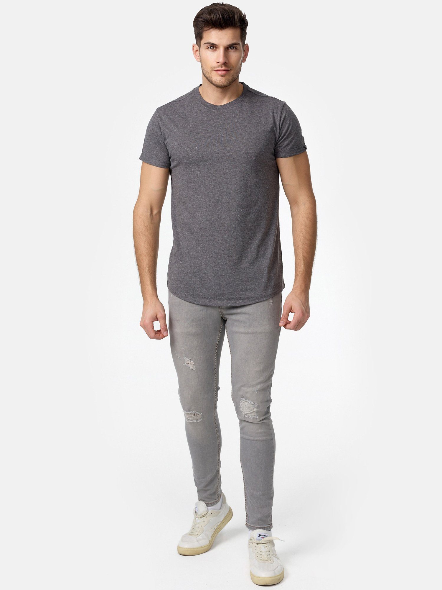 E105 Basic Rundhalsshirt T-Shirt anthrazit Tazzio Herren