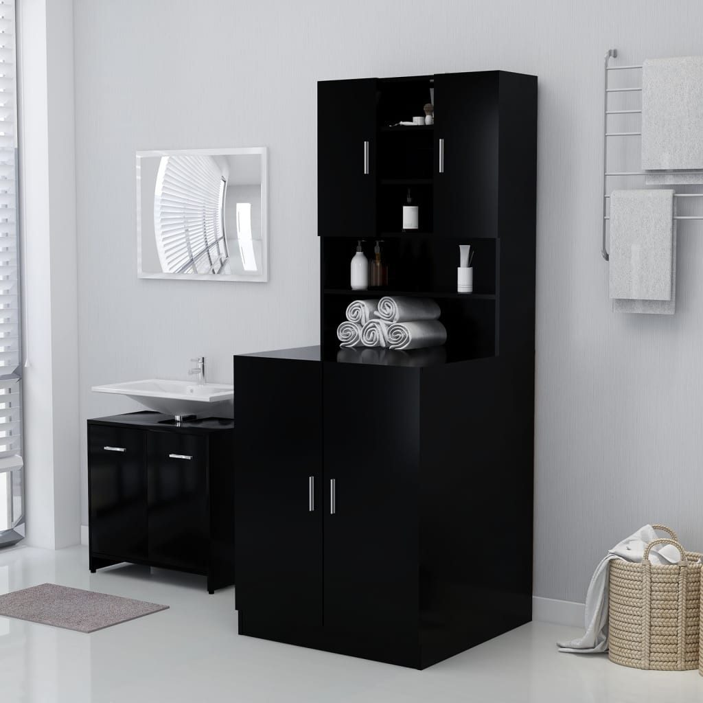 vidaXL Badregal Waschmaschinenschrank Schwarz 71x71,5x91,5 cm günstig online kaufen