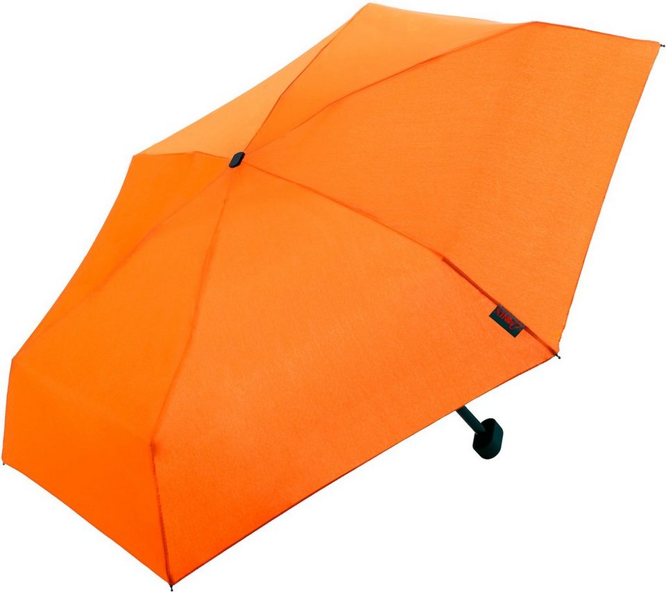 EuroSCHIRM® Taschenregenschirm Dainty, orange, extra flach und kurz, Länge:  ca. 49 (geöffnet), ca. 15,5 cm (geschlossen)