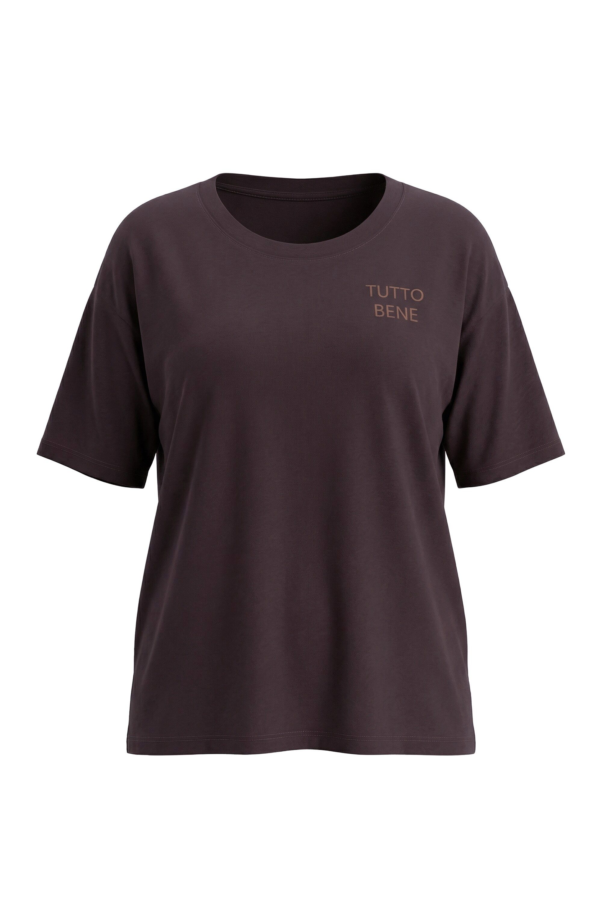 Ulla Popken T-Shirt T-Shirt Stickerei Oversized Rundhals Halbarm