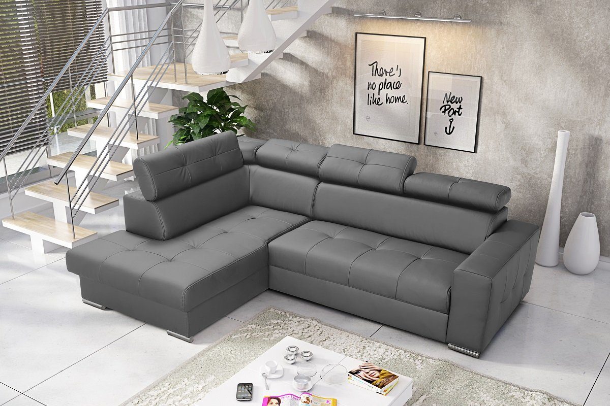 JVmoebel Ecksofa, Ecksofa L Form Couch Polsterung Wohnzimmer Couchen Sofas Grau