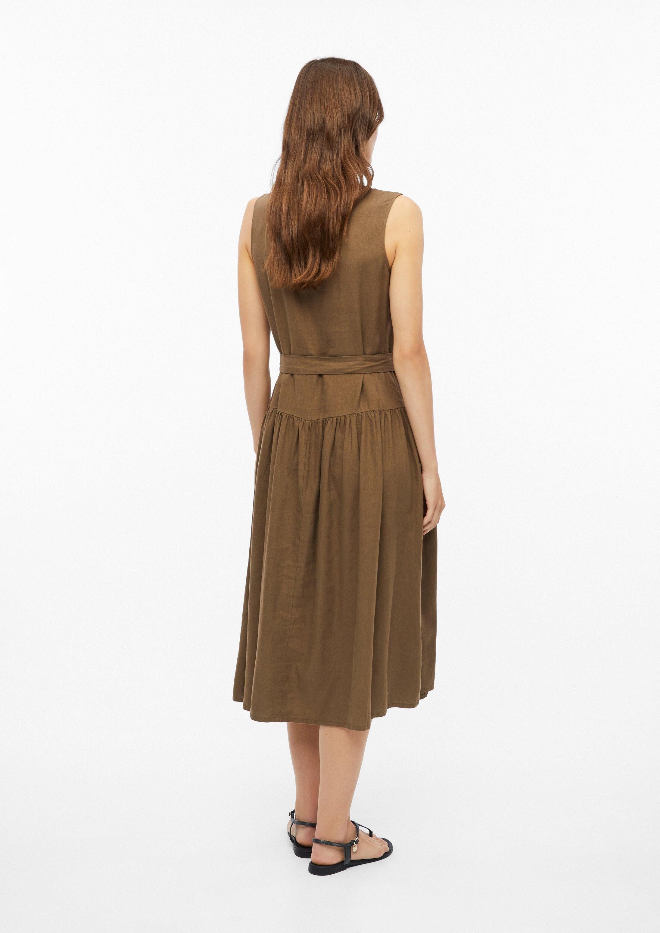 s.Oliver Midikleid Kleid Leinenmix-Kleid mit Raffung