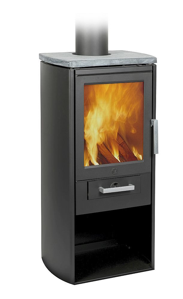 VARDE OVNE Kaminofen Varde Ovne Samsö Kaminofen Stahl Schwarz Speckstein 100007