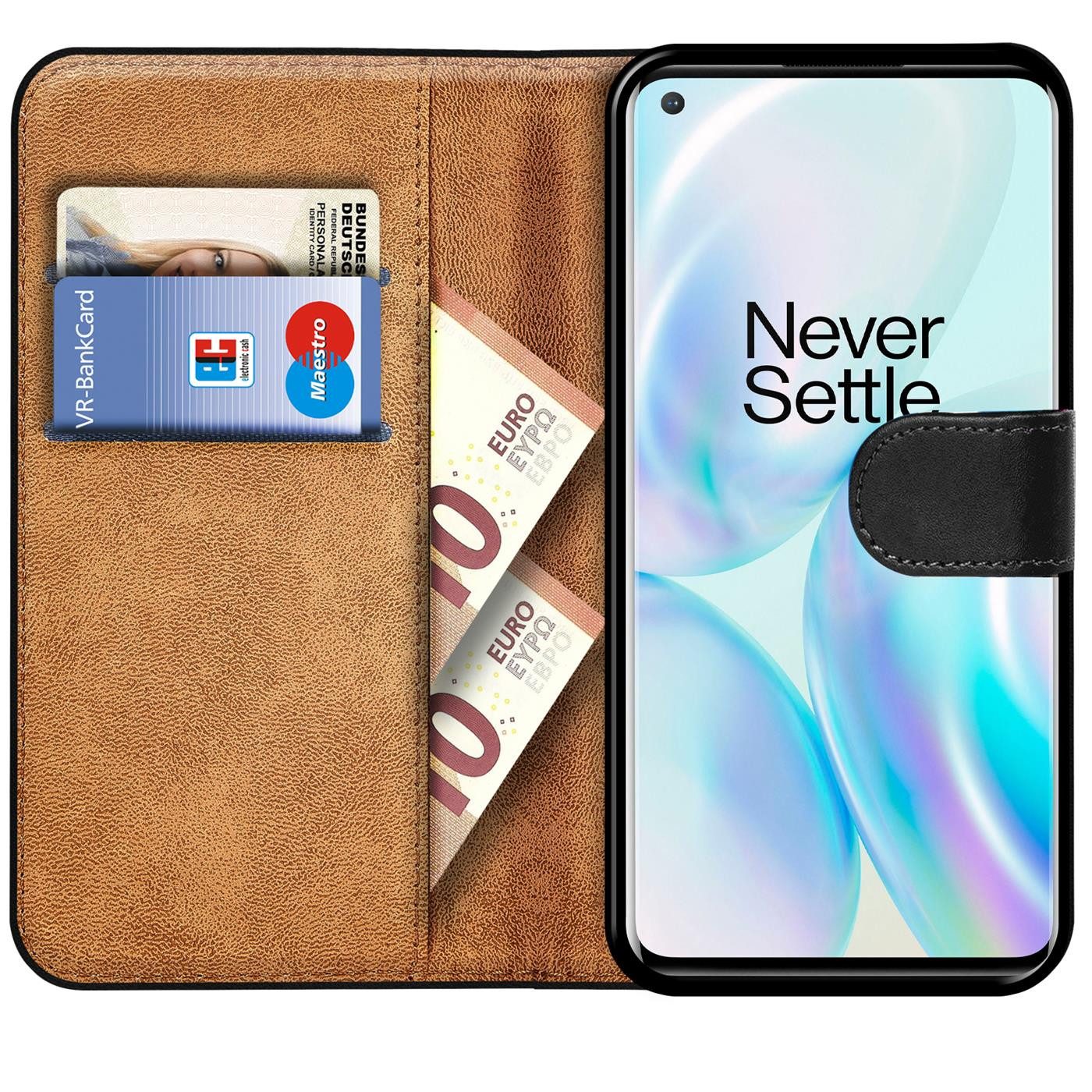 CoolGadget Handyhülle Wallet Klapp Tasche Book Case für OnePlus 8 6,55 Zoll, Hülle Klapphülle Flip Cover Etui Schutzhülle