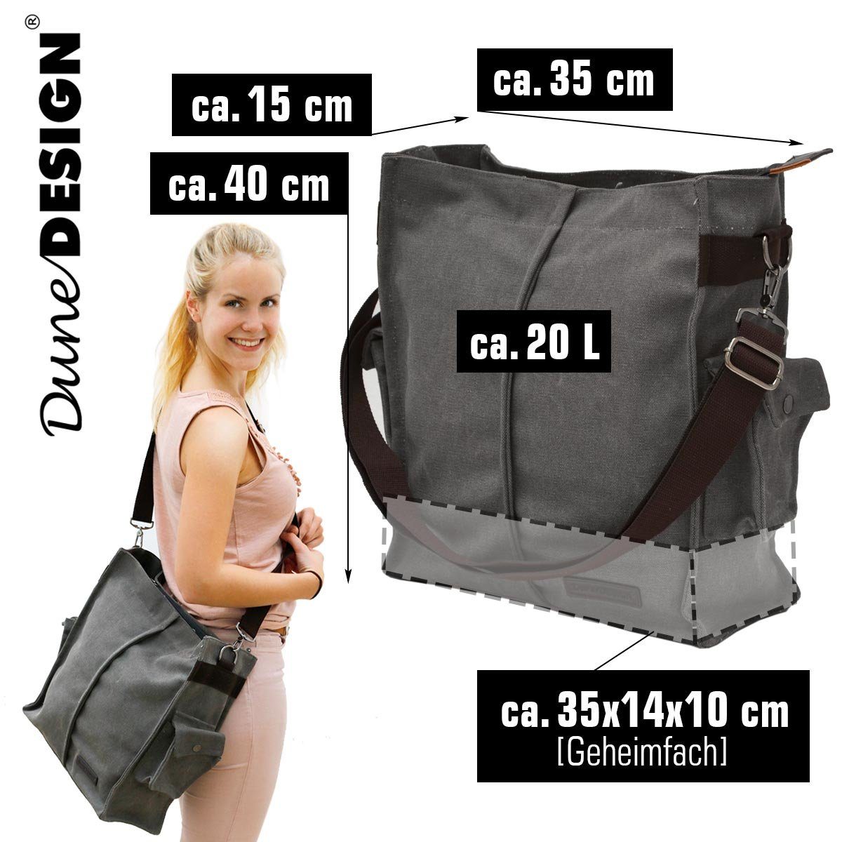 15x35x40cm Laptoptasche Geheimversteck Handtasche Umhängetasche (1-tlg), Safe XXL Tasche Geheimfach DuneDesign