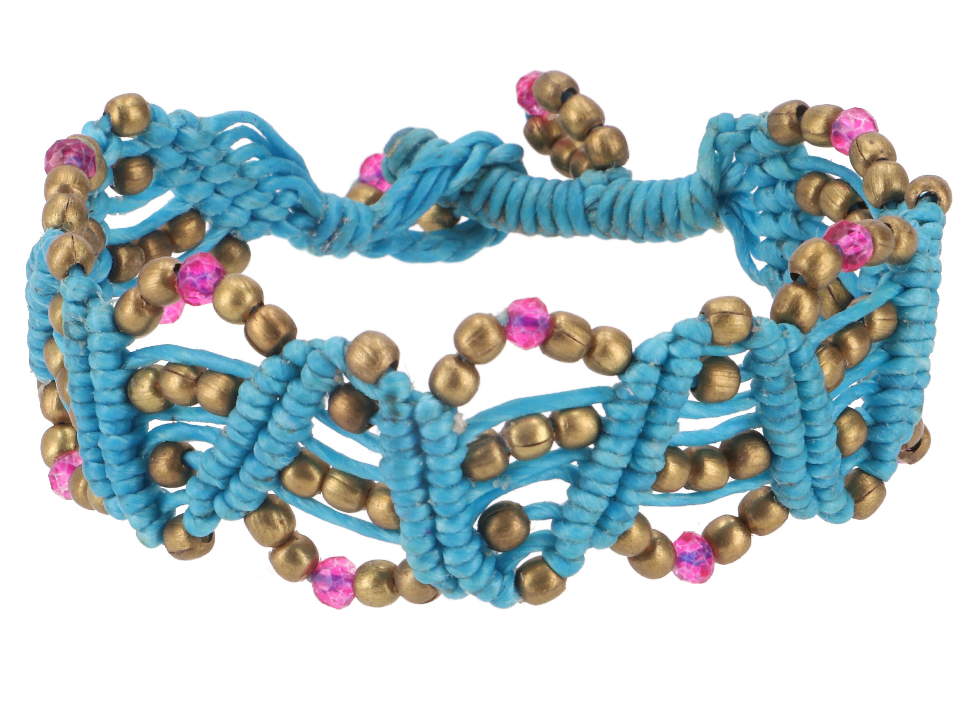 Guru-Shop Armreif Goa Armband, Makramee Festival Armband - türkis