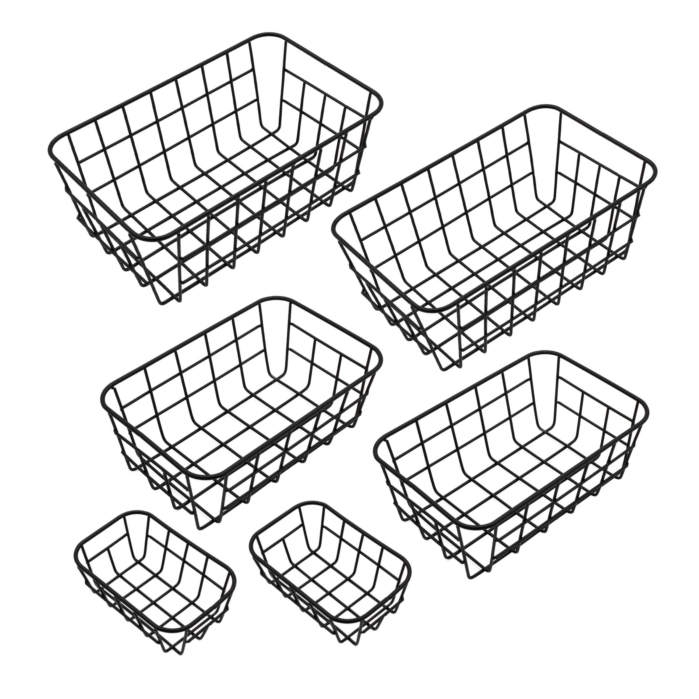 Spetebo Aufbewahrungskorb aus Metall schwarz 2x 25 / 21 / 15 cm (6er Set, 1 günstig online kaufen