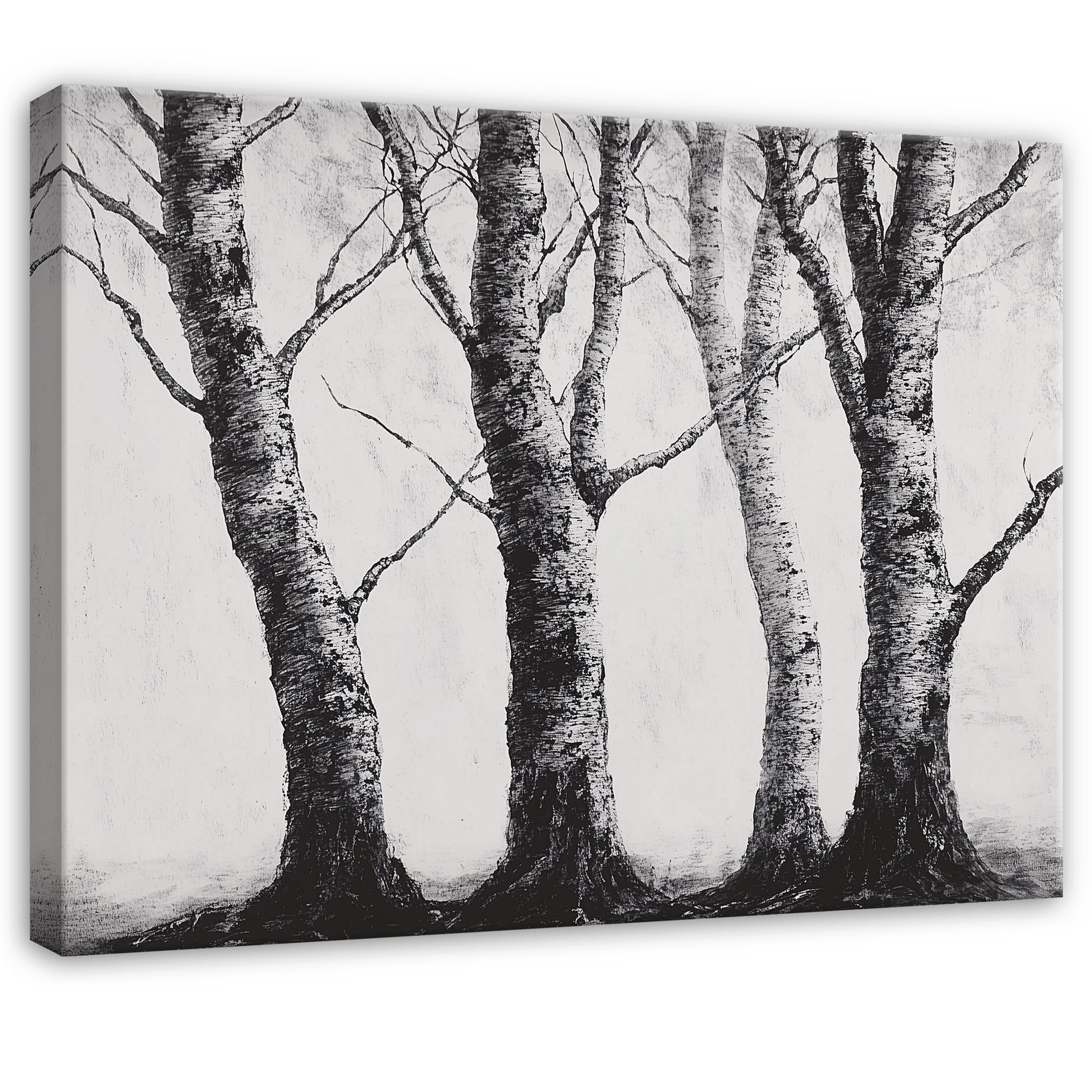 Leinwandbild Bäume Schwarz Weiß Abstrakt Modern Wandbilder Wand Deko XXL Bilder