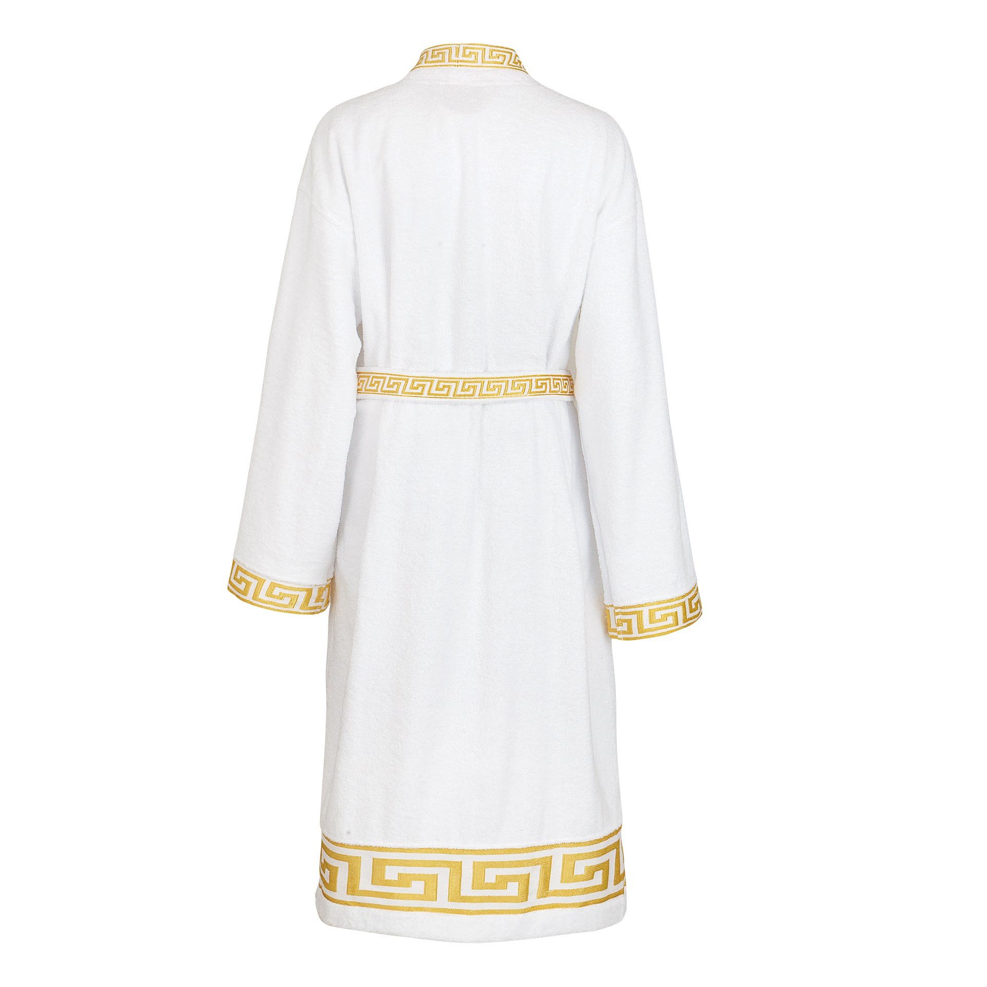 Belle Arti Bademantel Bademantel Damen Herren Mäander schwarz weiss gold - 100% Baumwolle
