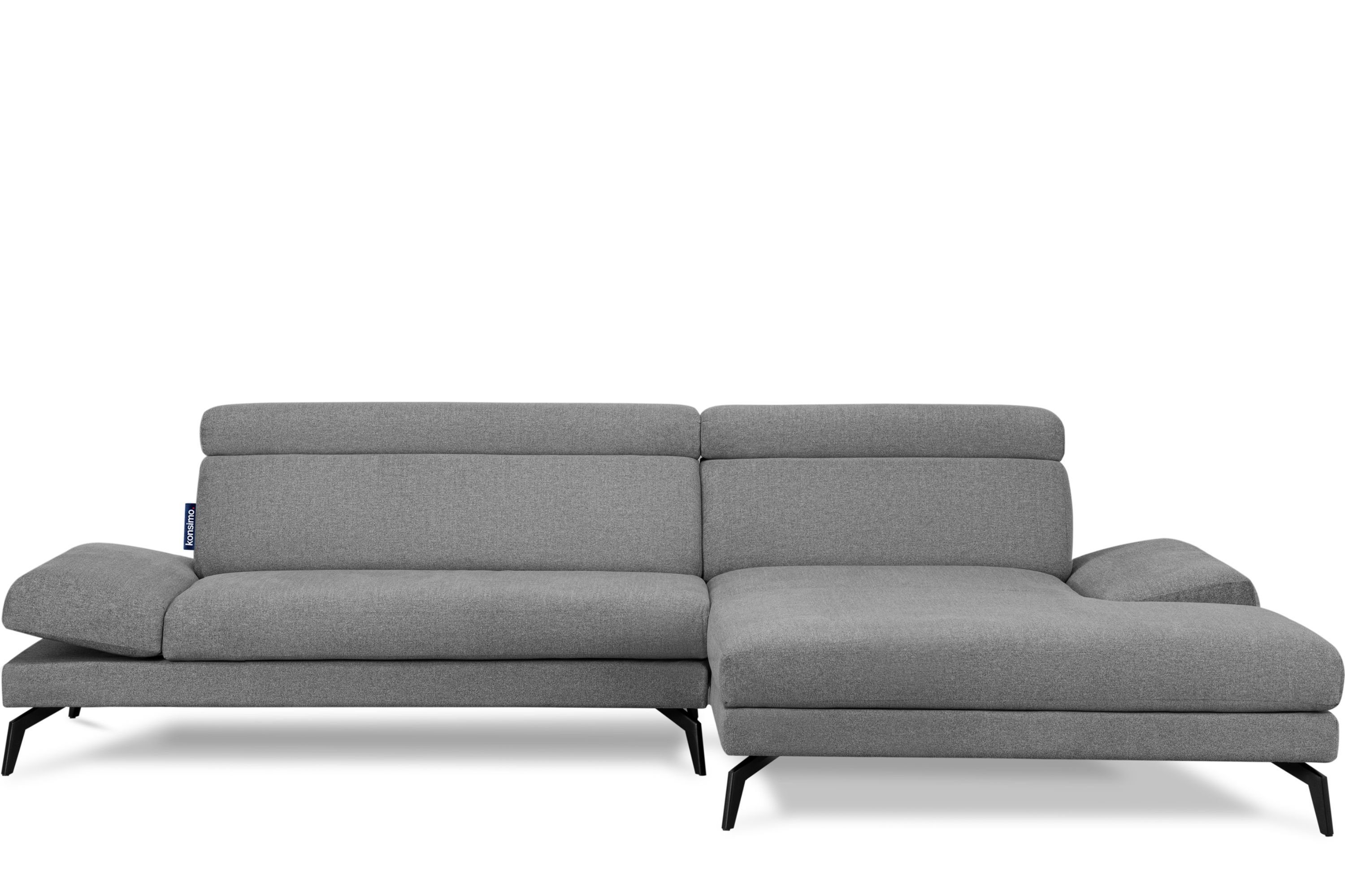 Konsimo Ecksofa RENAR Ecksofa, bewegliche Loft-Stil | grau Armlehnen, Kopfstützen, Beine, hohe bewegliche grau