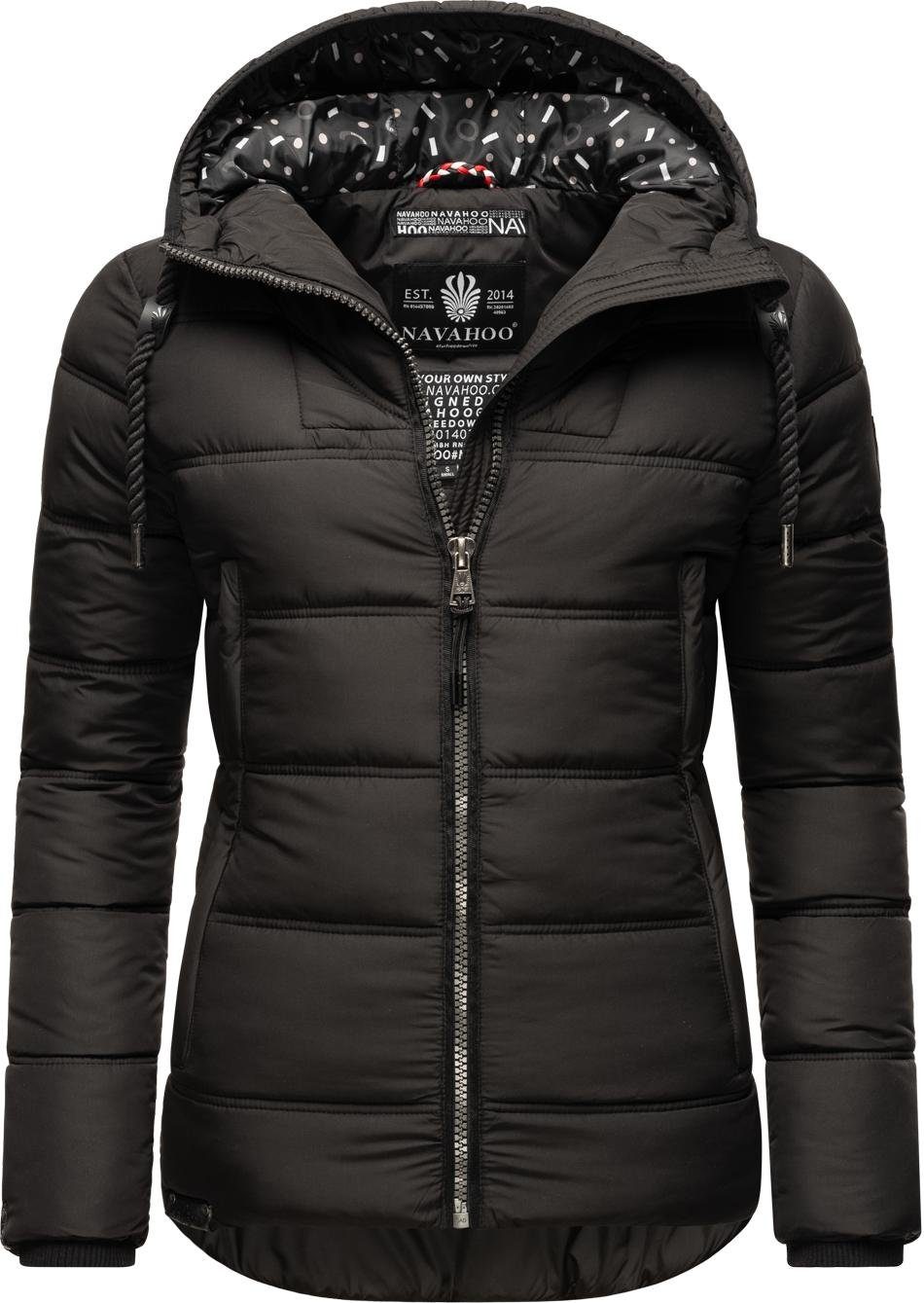 warm gesteppte schwarz Navahoo Kapuze Steppjacke Winterjacke mit Renesmee