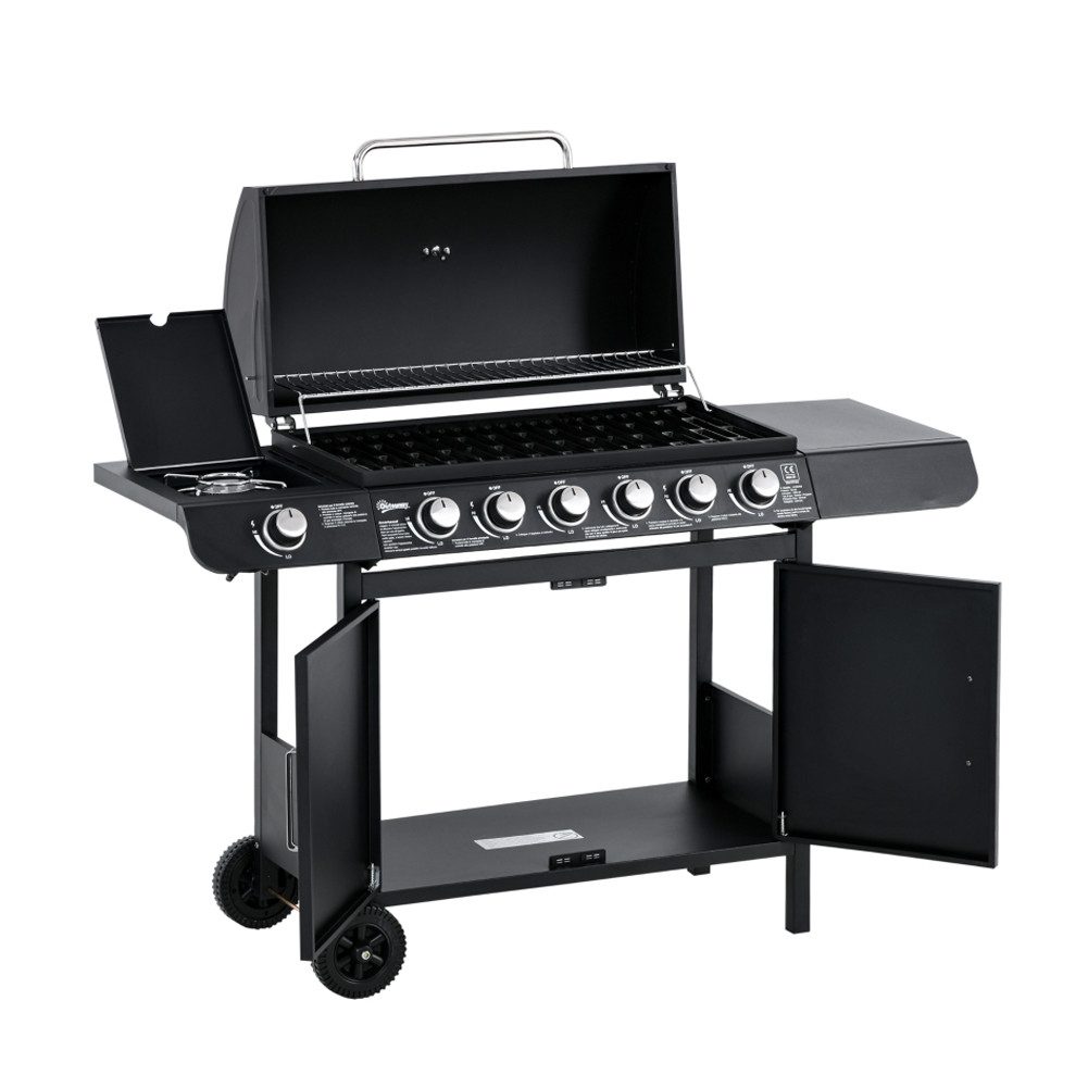 FANNOU Gasgrill, mit 7 Brennern, inkl. Thermometer, BBQ -Grill, mobiler Grill