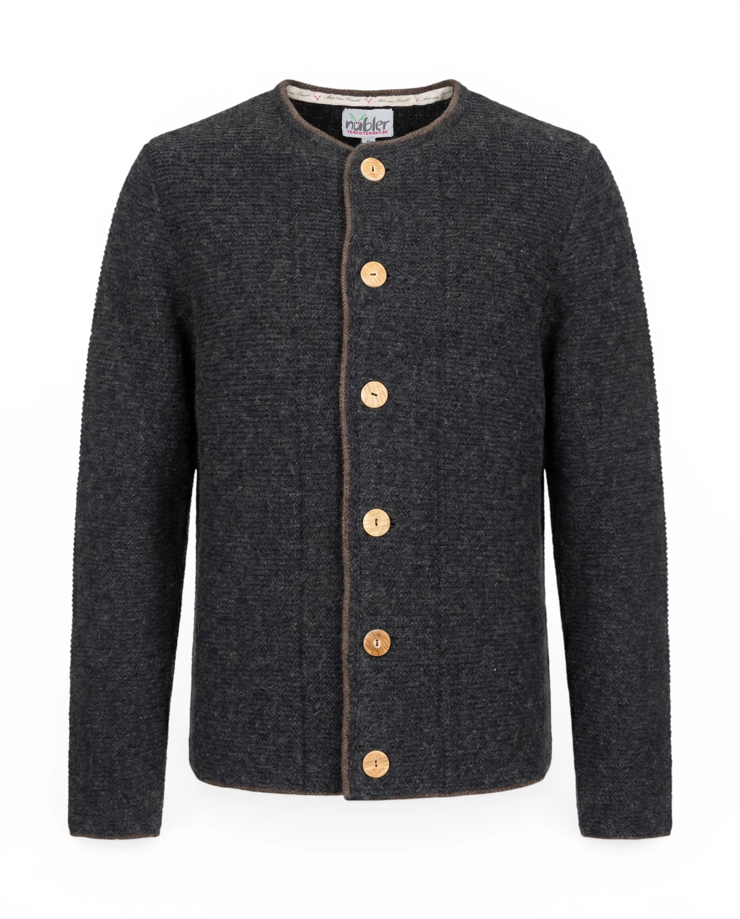 Nübler Trachtenstrickjacke Herren Trachtenstrickjacke Langarm Hannes in Anthrazit