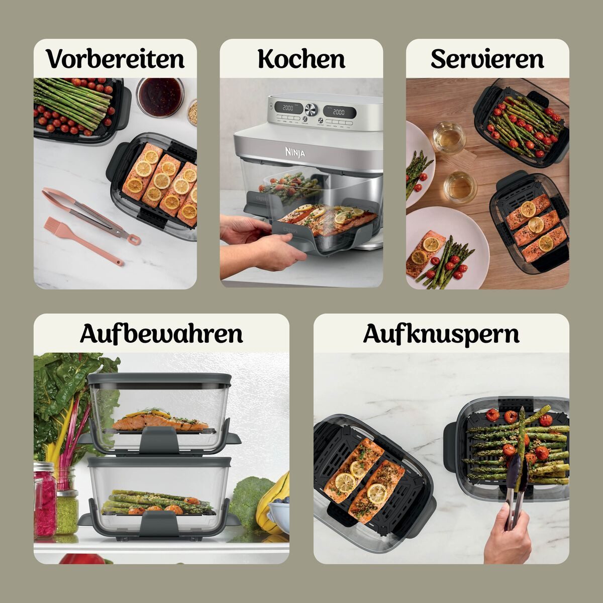 NINJA Heißluftfritteuse DD102EUIV2 Ninja CRISPi DualZone Glas-Air-Fryer mit 8 Funktionen – Weiß, 2860 W – Bild 5 von 5