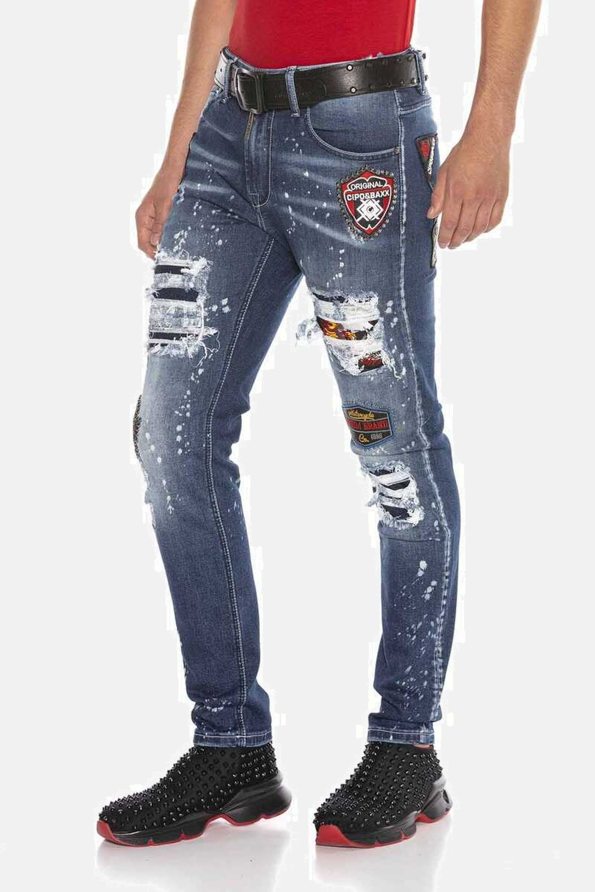 Cipo & Baxx Straight-Jeans DENIM bequeme Jeans im angesagten Patchwork-Style, CD643