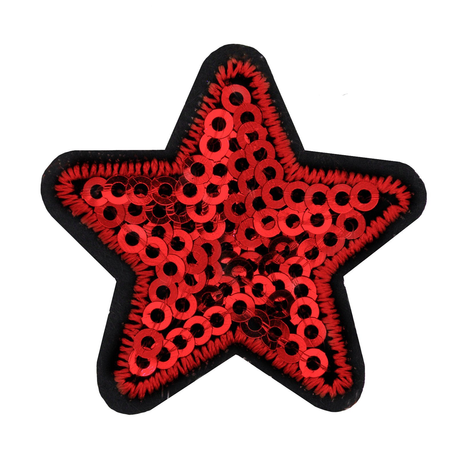 Aufbügler, Polyester, 100% rot Stern Farbwahl, Patchies 35mm, Aufnäher Pailletten 10 maDDma