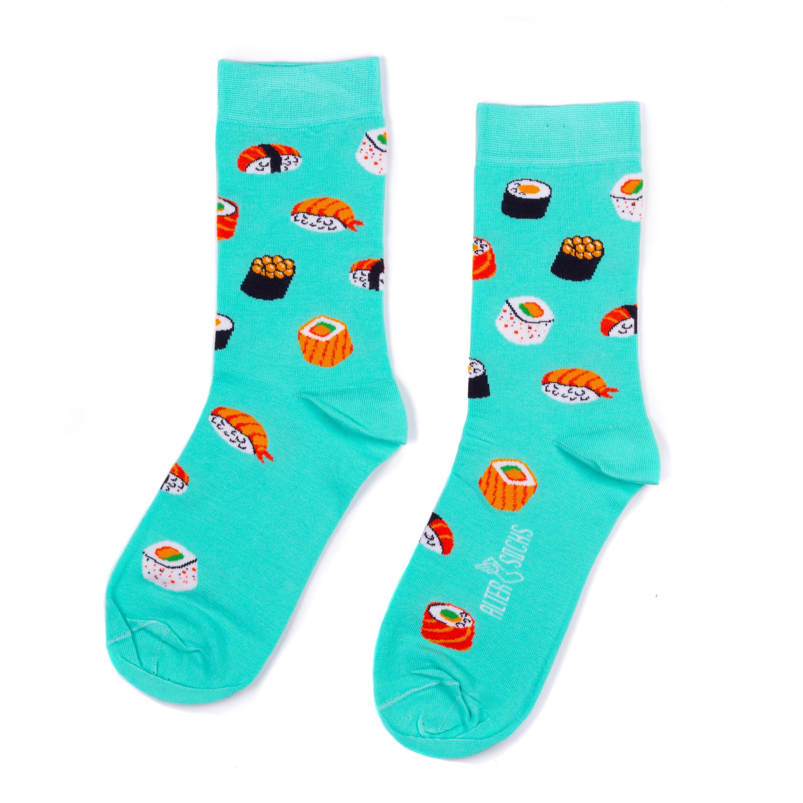 Herren Paar) & Einheitsgröße Damen Socken, Freizeitsocken lustige TwoSocks Baumwolle, (2 Sushi Socken