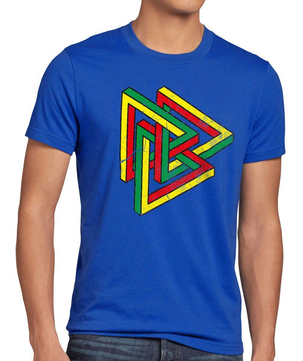 style3 Print-Shirt Herren T-Shirt Color Penrose Big Bang Sheldon Escher Cooper Dreieck Theory the blau