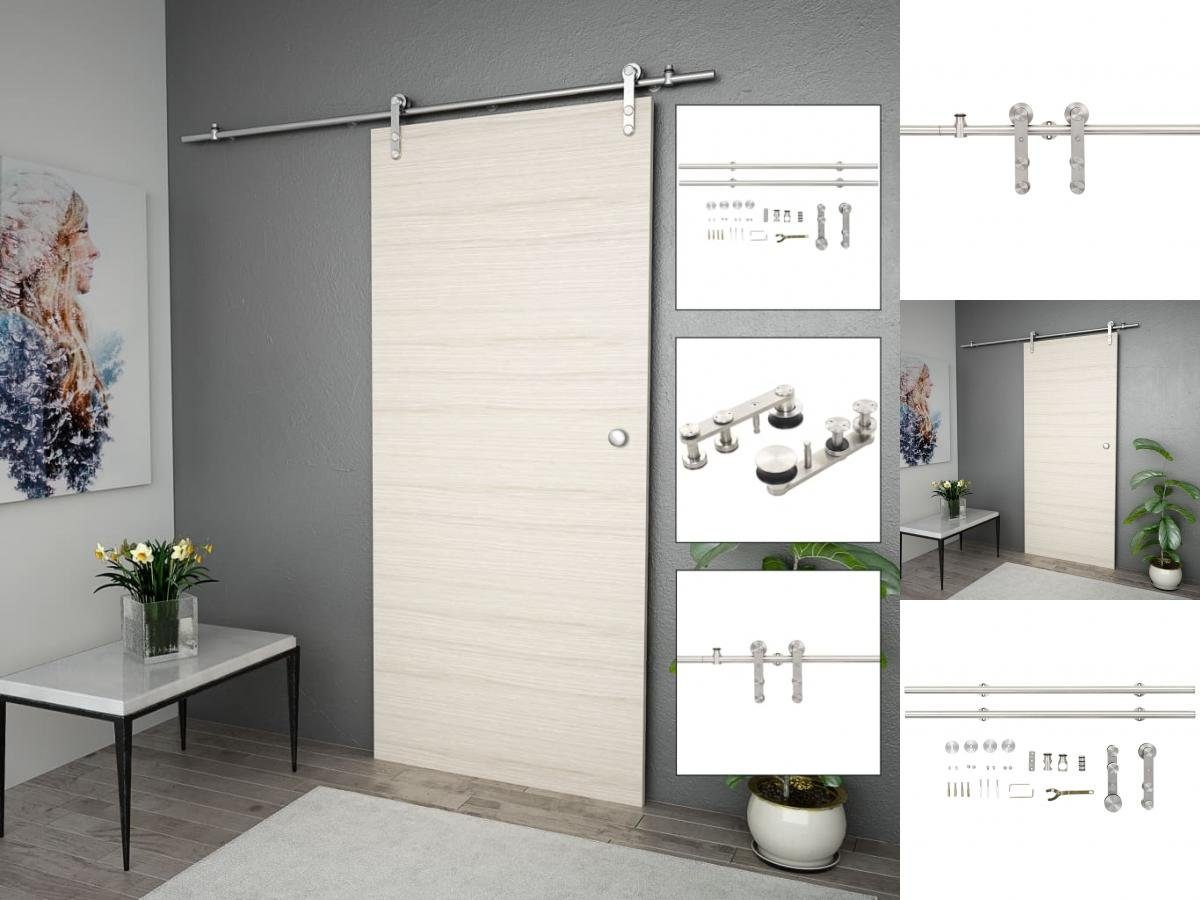 vidaXL Zimmertür »Schiebetür-Beschlagsatz 183 cm Edelstahl Silbern«