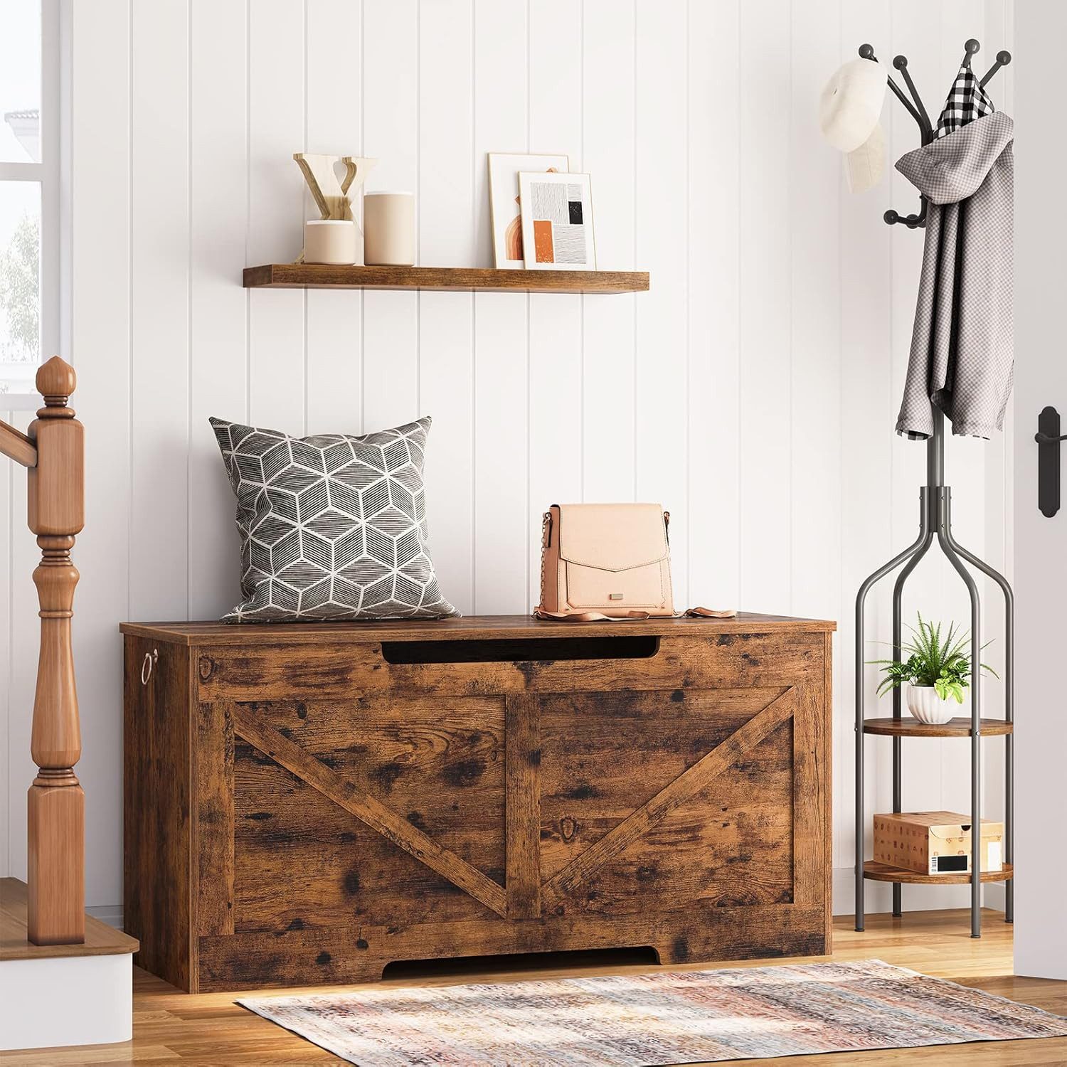 Hoobro Sitztruhe (Truhenbank aus Holz 100×40×50,5 cm, Sitzbank mit Stauraum günstig online kaufen