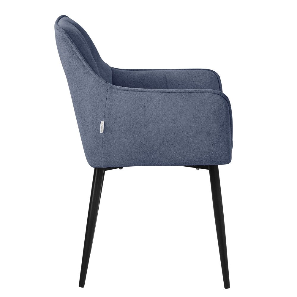 ML-DESIGN Polsterstuhl Esszimmerstuhl mit dickem gepolsterter Sitz Rücken- und Armlehnen (6 St), Wohnzimmerstuhl aus Frotteestoff Blau Loungesessel Küchenstuhl