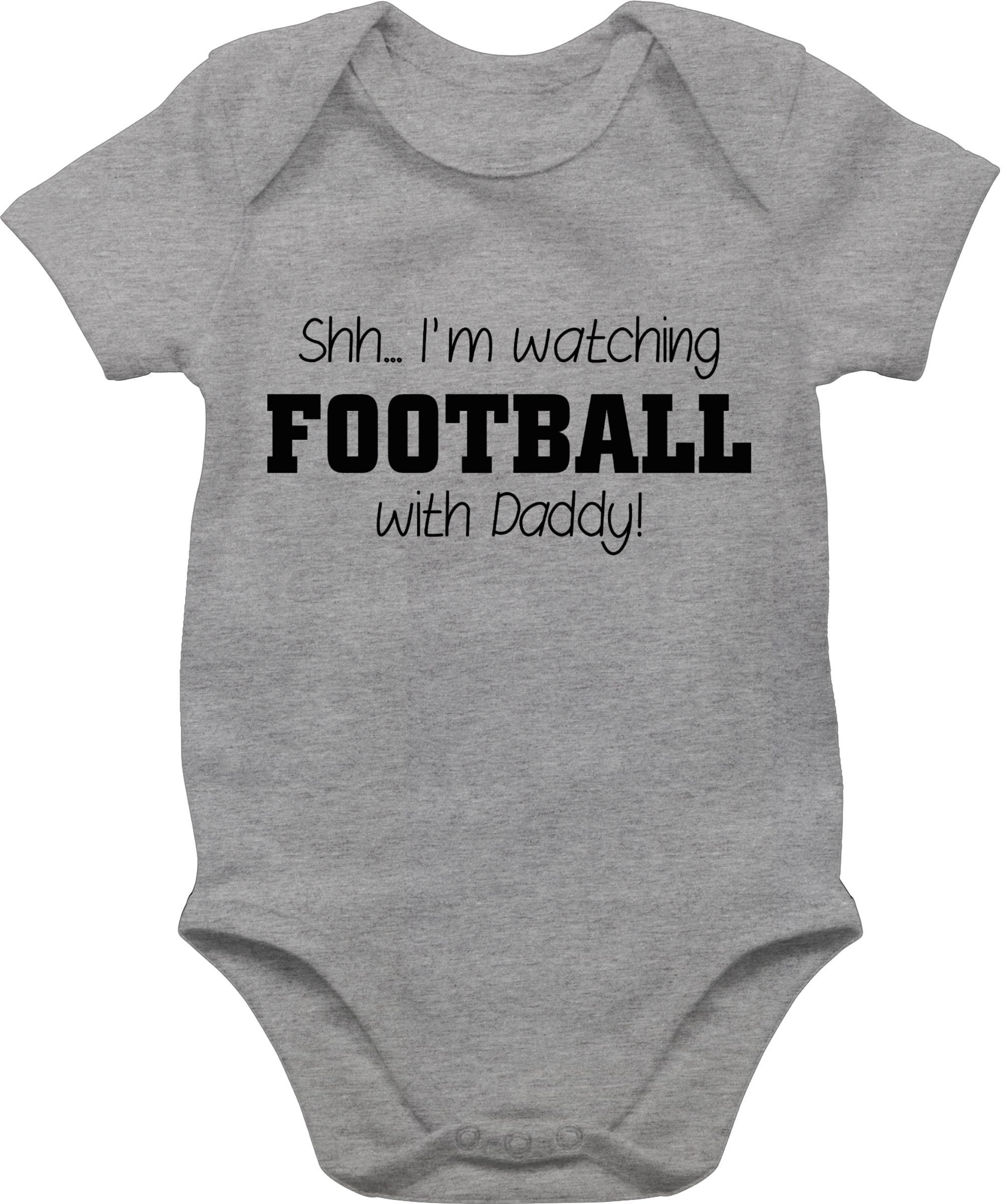 Shirtracer Shirtbody Shh...I'm Sport meliert football Bewegung Grau - watching 1 Baby & with Daddy! schwarz