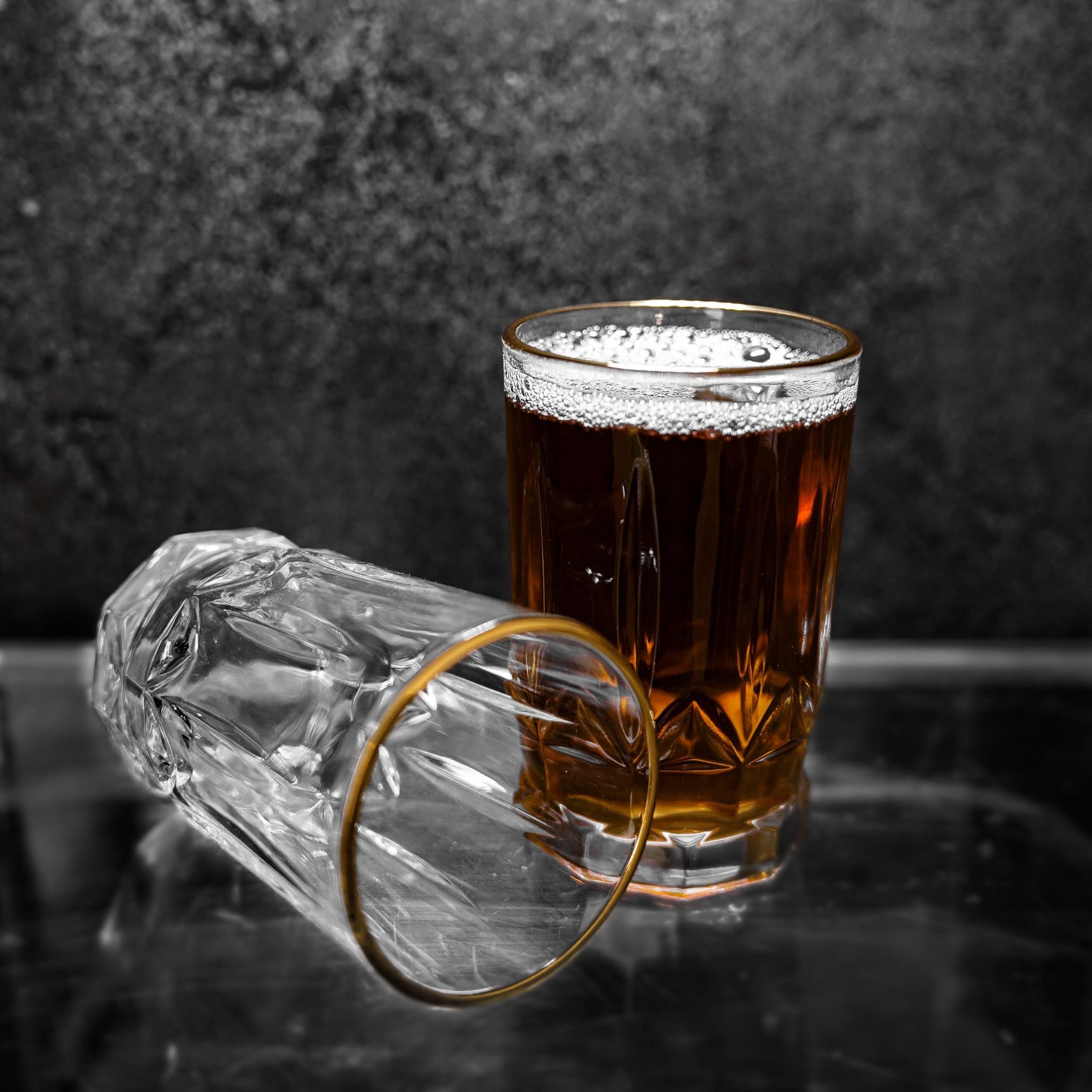 Sunay Gläser-Set Elegantes Kristall Gläser-Set 12-teilig mit edler Goldumrandung 150 ml, 12-tlg.