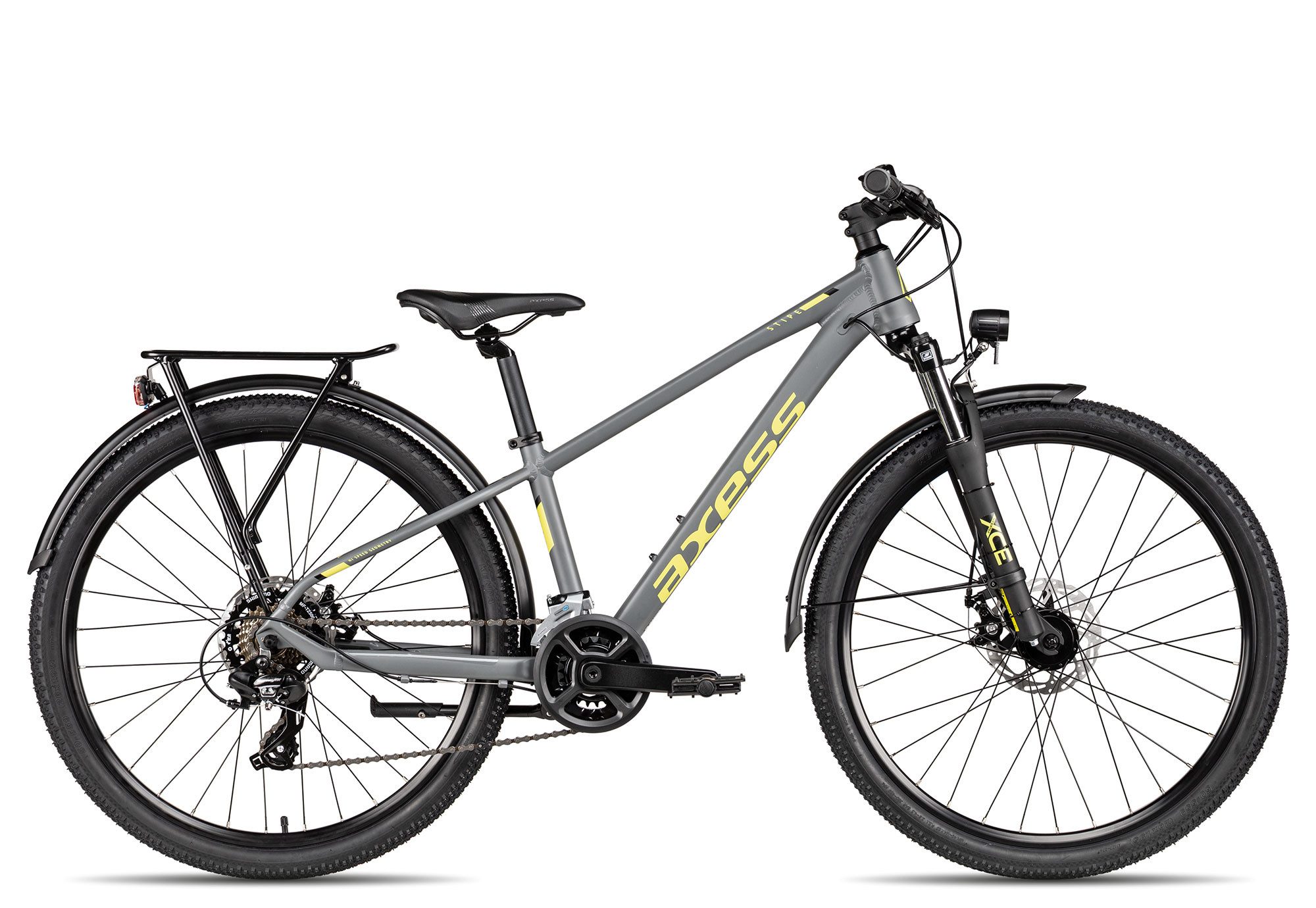 Axess Mountainbike Axess Stipe 26 DX, 14 Gang Shimano Tourney RD-TX802 Schaltwerk, Kettenschaltung, Straßenausstattung schwarz/grau