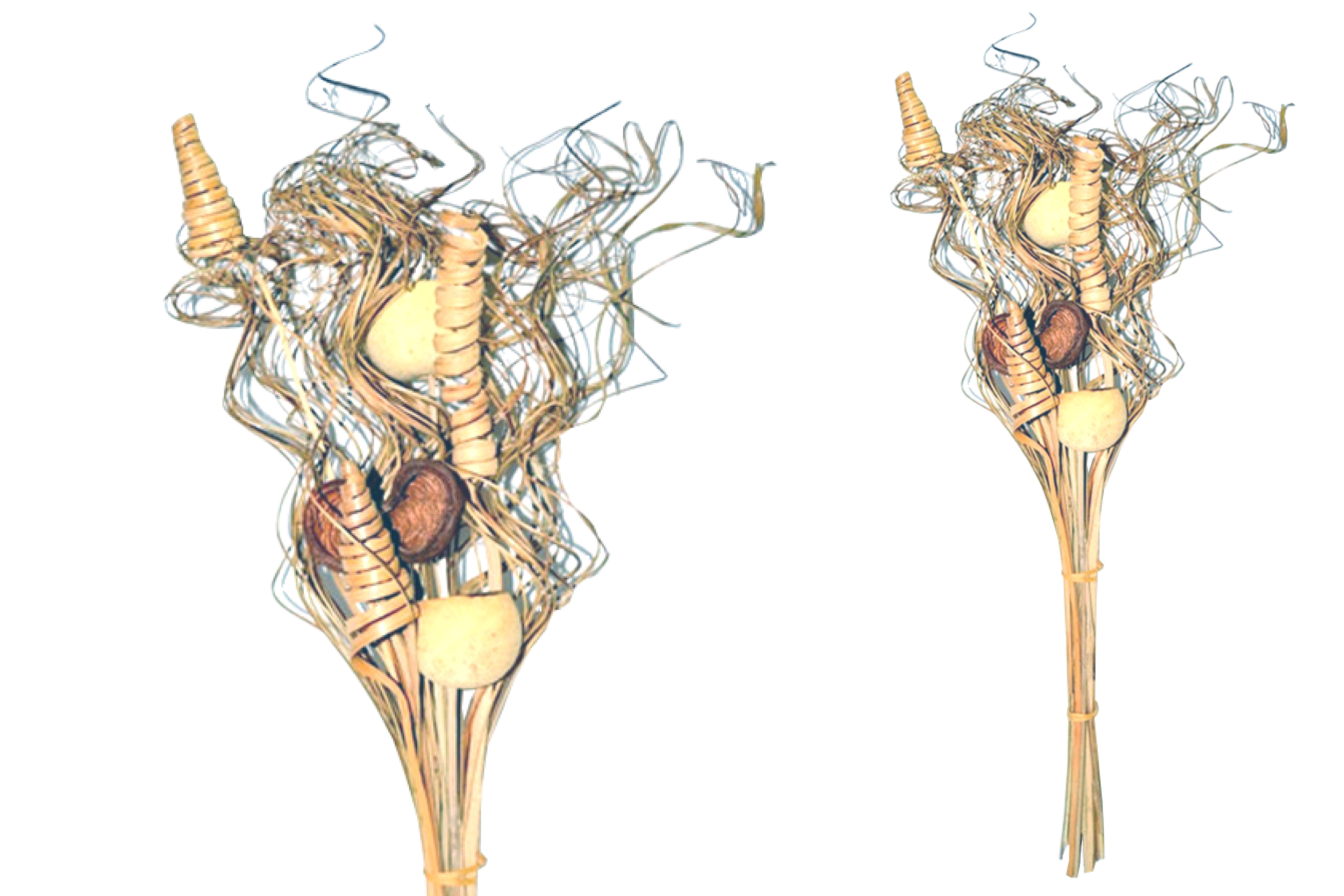 Trockenblume Grabstrauß BOHO Style Smart Curly natur 66cm Exoten Grabdeko, finehomegarden, Höhe 66 cm, Grabgestecke Alleheiligen Totensontag Trockenstrauß