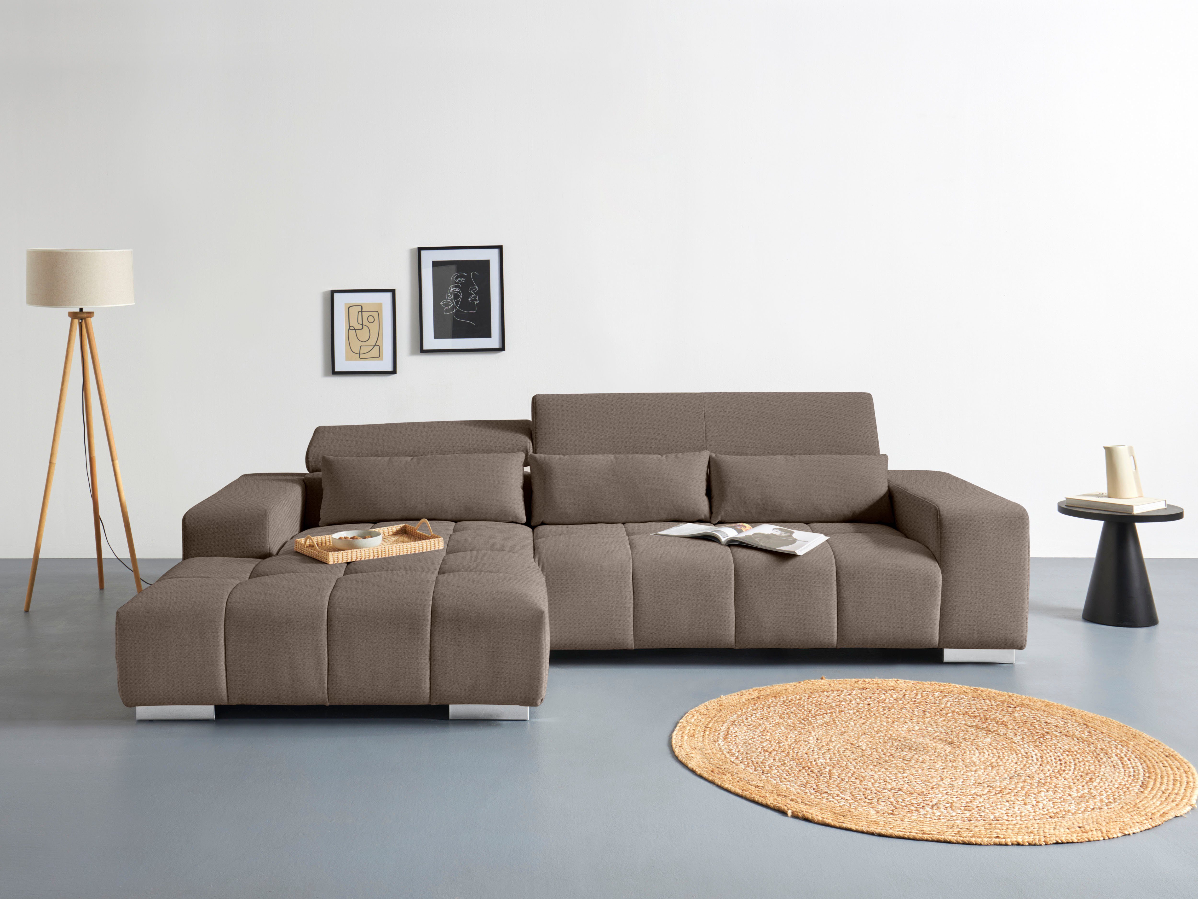 COTTA Ecksofa "Orion L-Form", mit Kopfteilverstellung & 3 Nierenkissen günstig online kaufen
