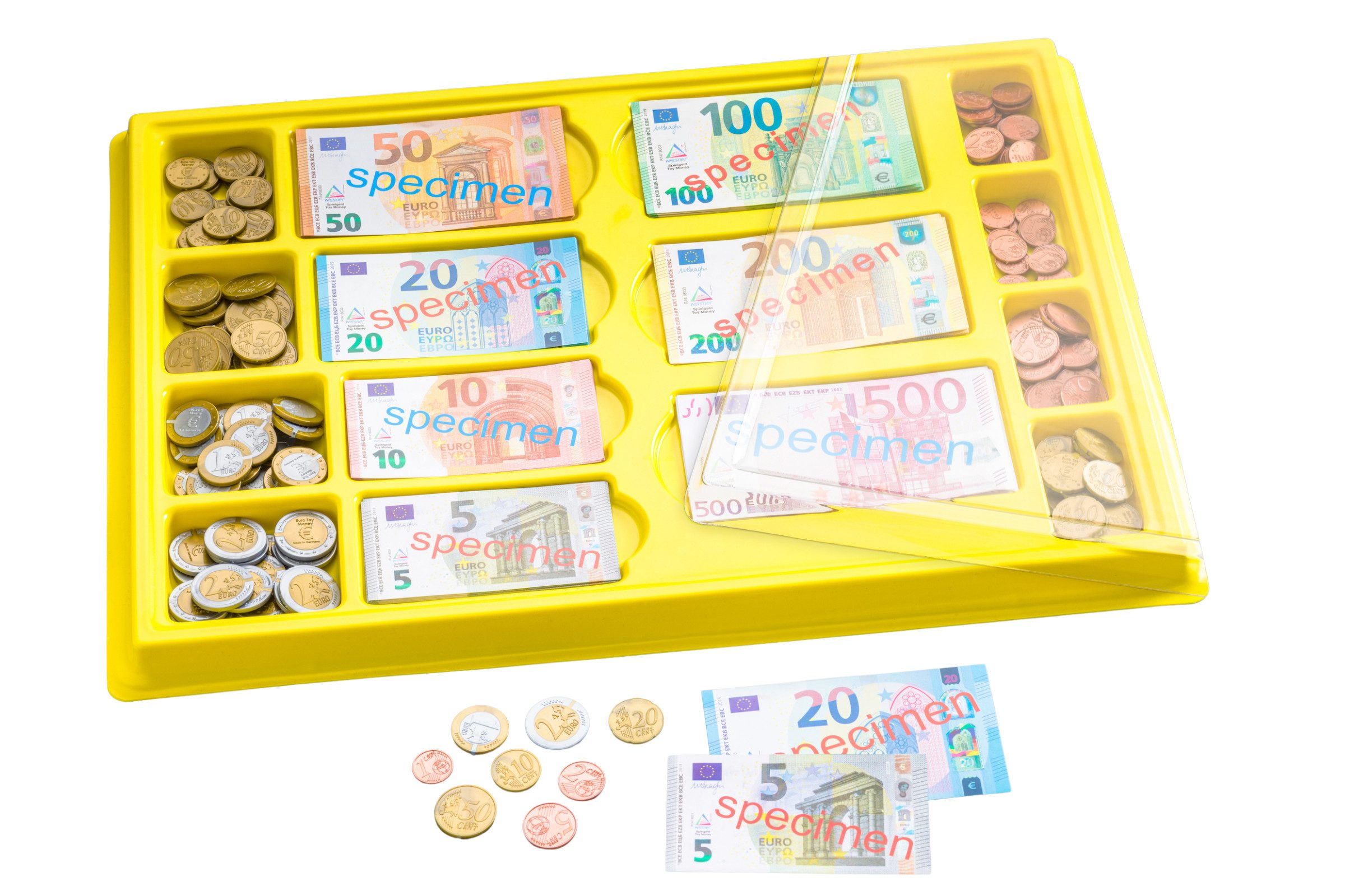 Wissner® aktiv lernen Lernspielzeug Geldkassette 130 Scheine + 160 Münzen (291-St), RE-Plastic® ; Aus 100% recyceltem Papier