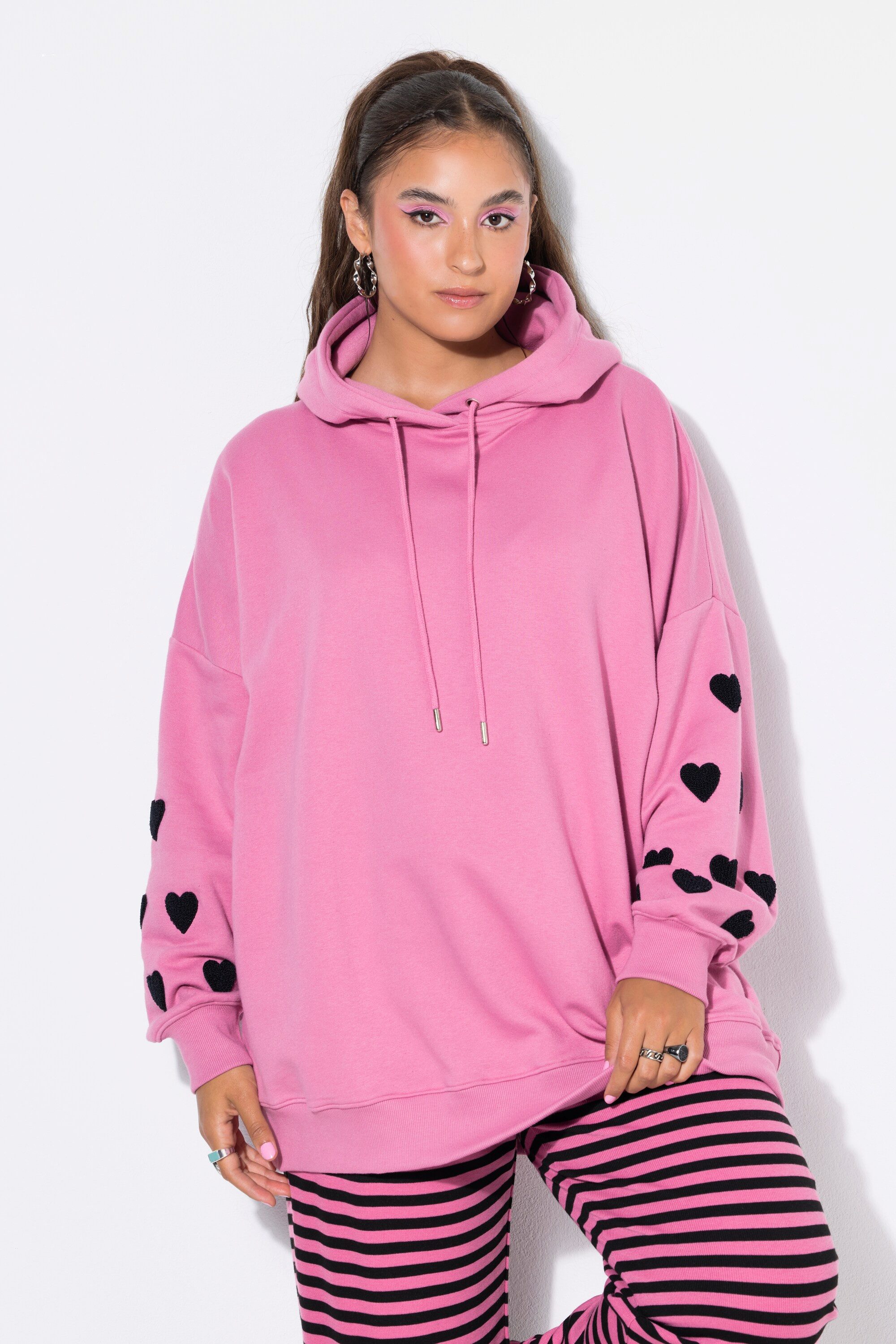 Studio Untold Sweatshirt Hoodie oversized Sweat Kapuze Ärmel-Hearts