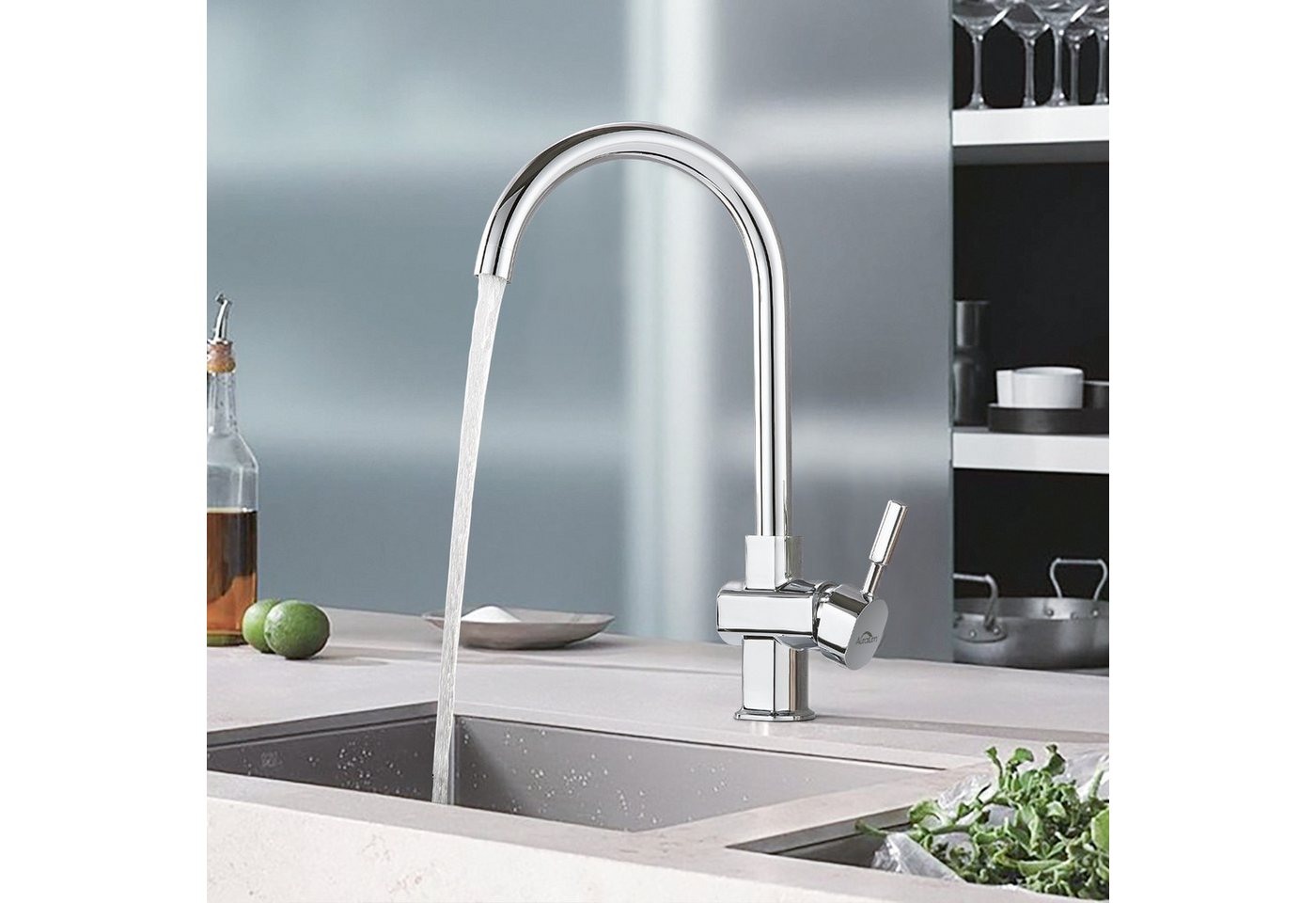 Thumbnail - Auralum Max Küchenarmatur 360° Drehung Wasserhahn Küche Edelstahl Spültischarmatur Mischbatterie Chrom