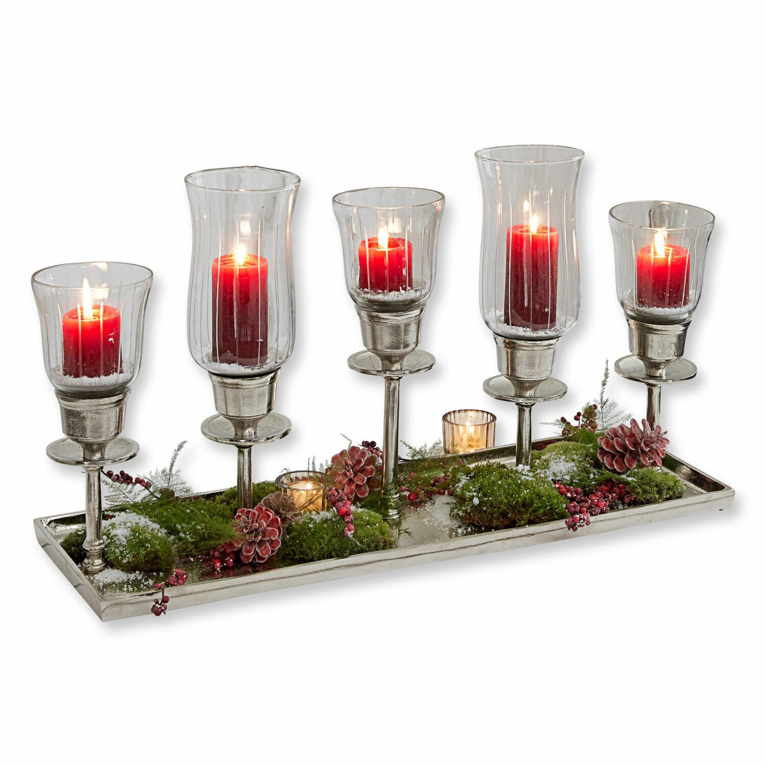 Mirabeau Kerzenständer Kerzentablett Ennedi silber/klar