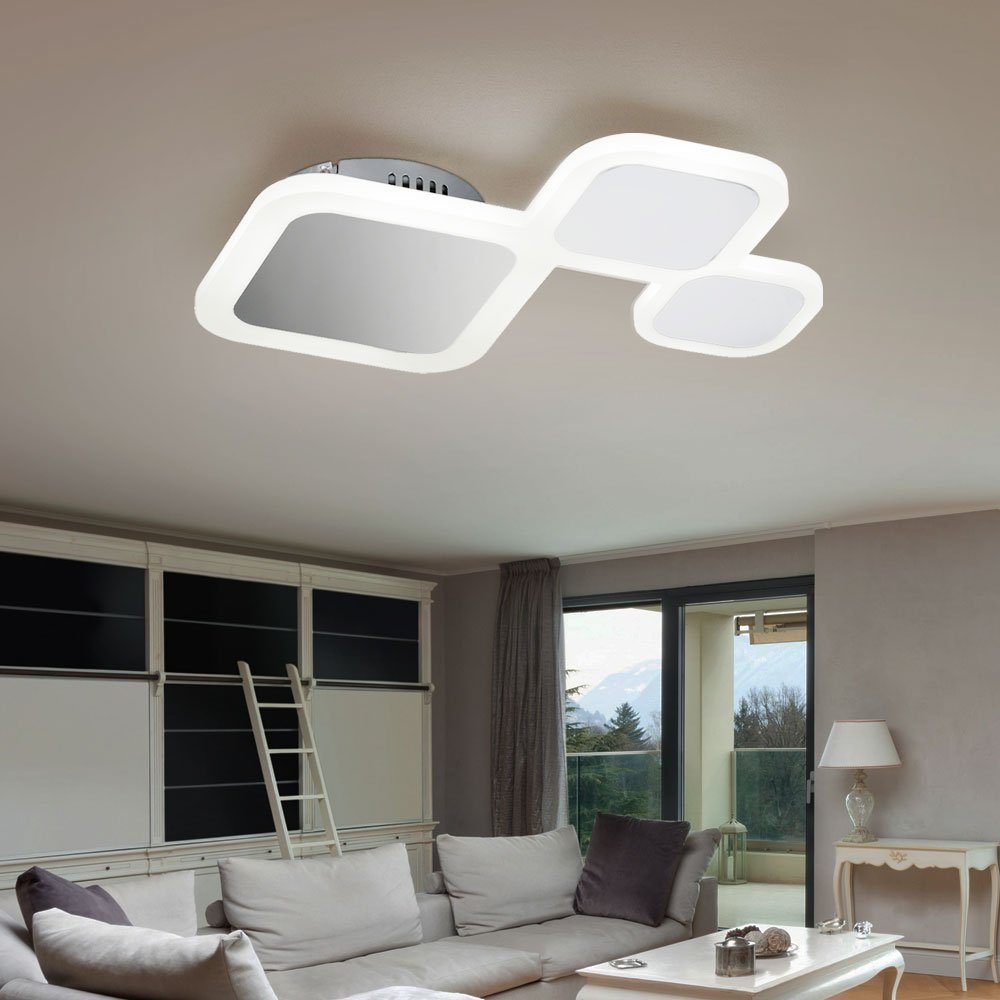 LED Leuchte Zimmer Design fest Beleuchtung Deckenleuchte, LED Chrom LED-Leuchtmittel Wohn Ess WOFI verbaut, Decken Warmweiß, Strahler