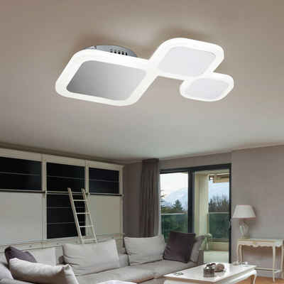 WOFI LED Deckenleuchte, LED-Leuchtmittel fest verbaut, Warmweiß, LED Design Decken Leuchte Wohn Ess Zimmer Beleuchtung Chrom Strahler
