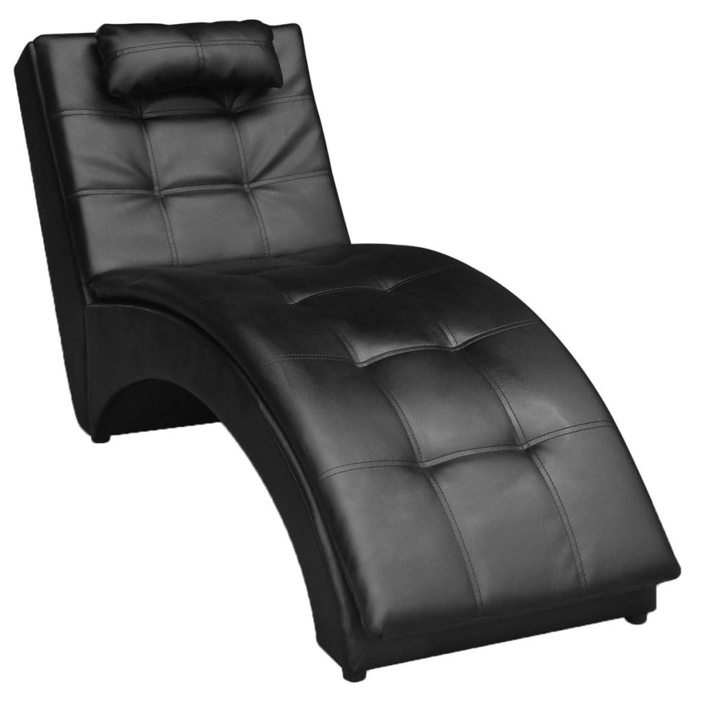 vidaXL Sitzbank Chaiselongue mit Kissen Schwarz Kunstleder Liegesofa Wohnzimmer Relaxl