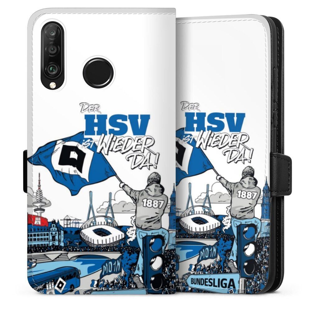 DeinDesign Handyhülle Hamburger SV Offizielles Lizenzprodukt Aufstieg, Huawei P30 Lite Premium Hülle Handy Flip Case Wallet Cover
