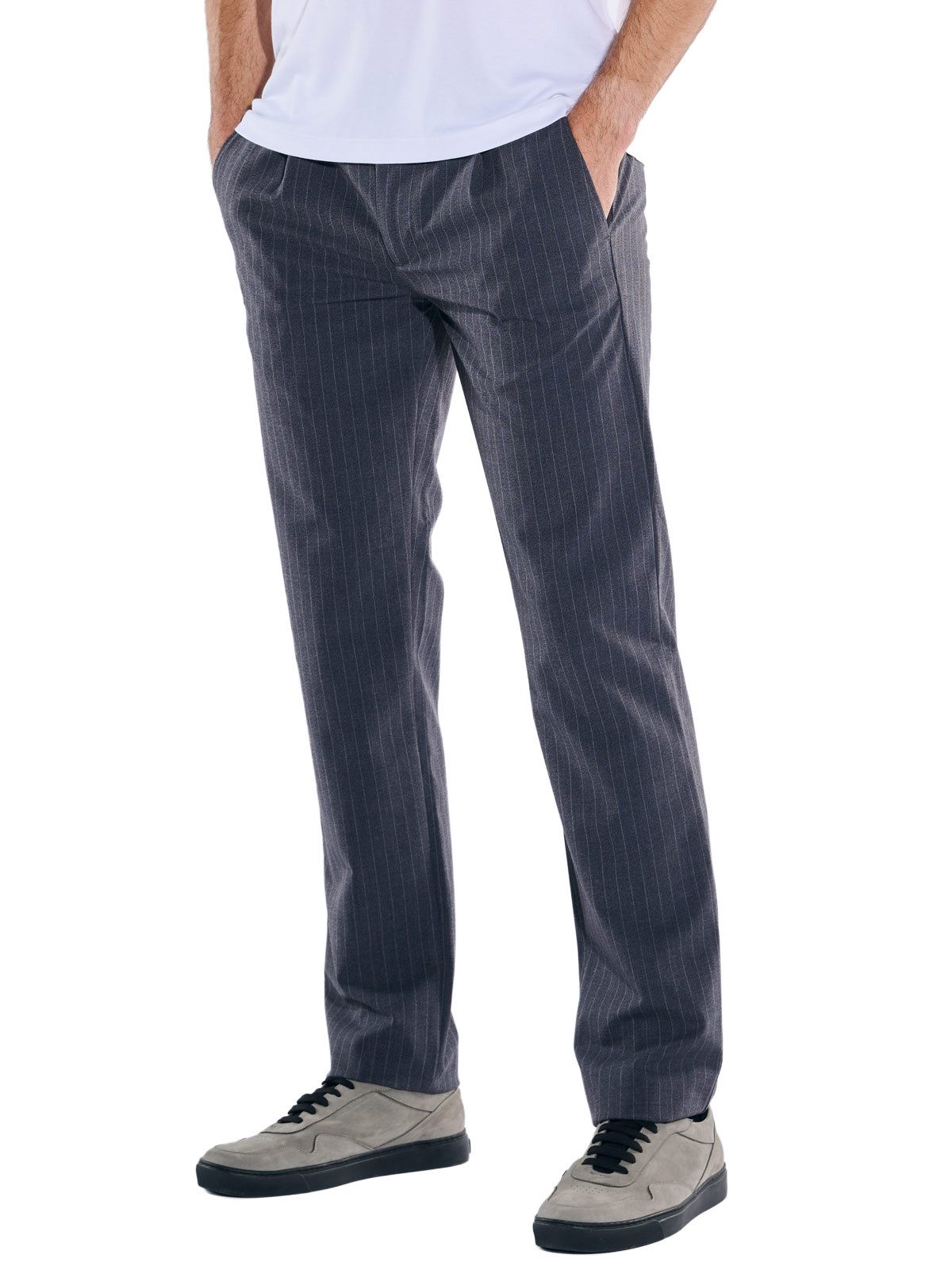 emilio adani Chinohose Herren Chino mit Nadelstreifen, Saphirblau