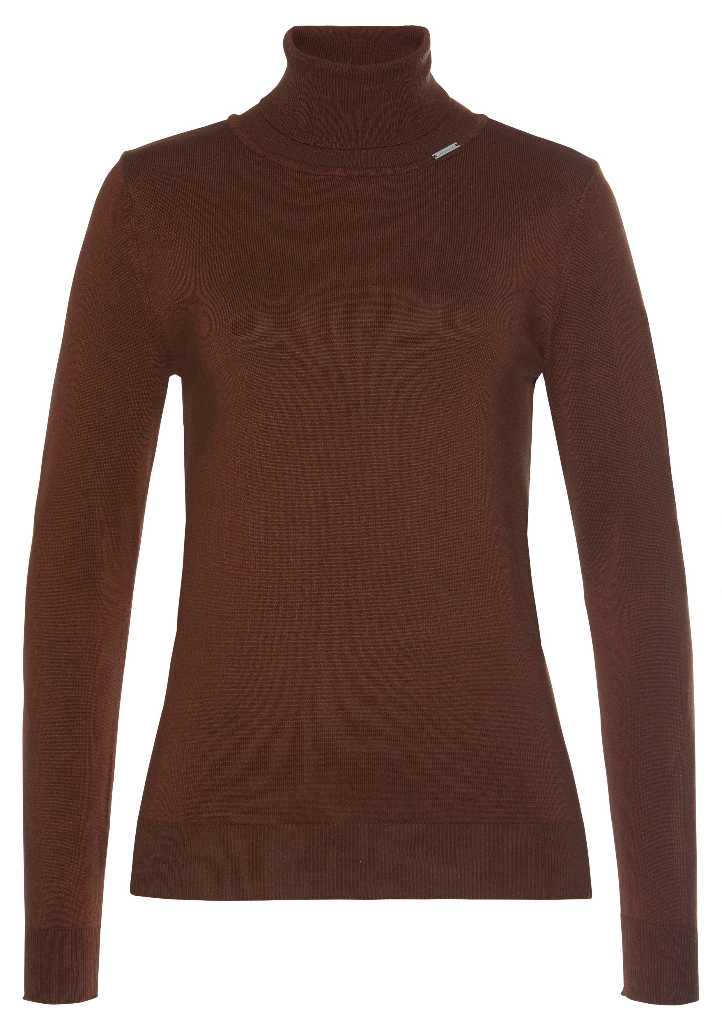 Bruno Banani Rollkragenpullover mit Metalllogo günstig online kaufen