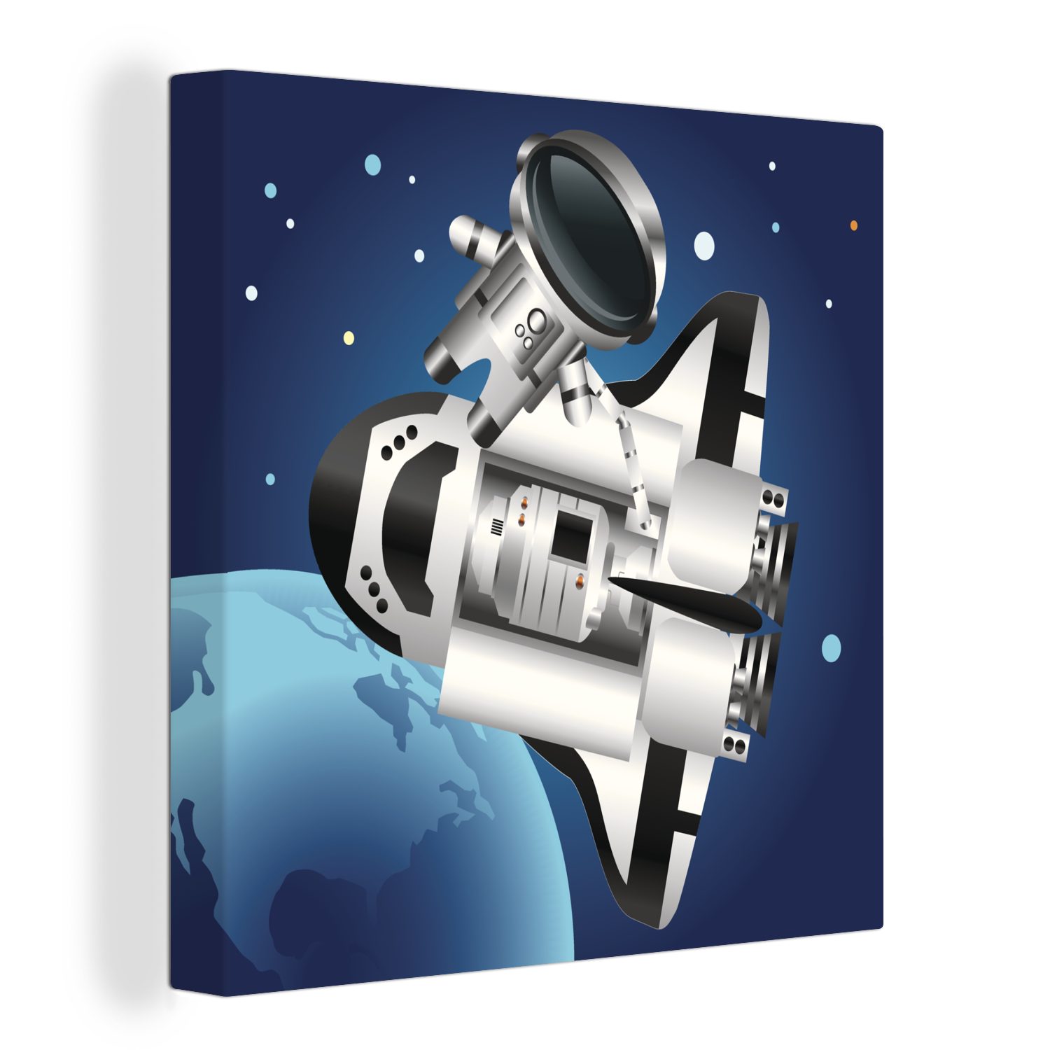 OneMillionCanvasses® Leinwandbild Eine Illustration einer Raumfähre im Weltraum, (1 St), Leinwand Bilder für Wohnzimmer Schlafzimmer