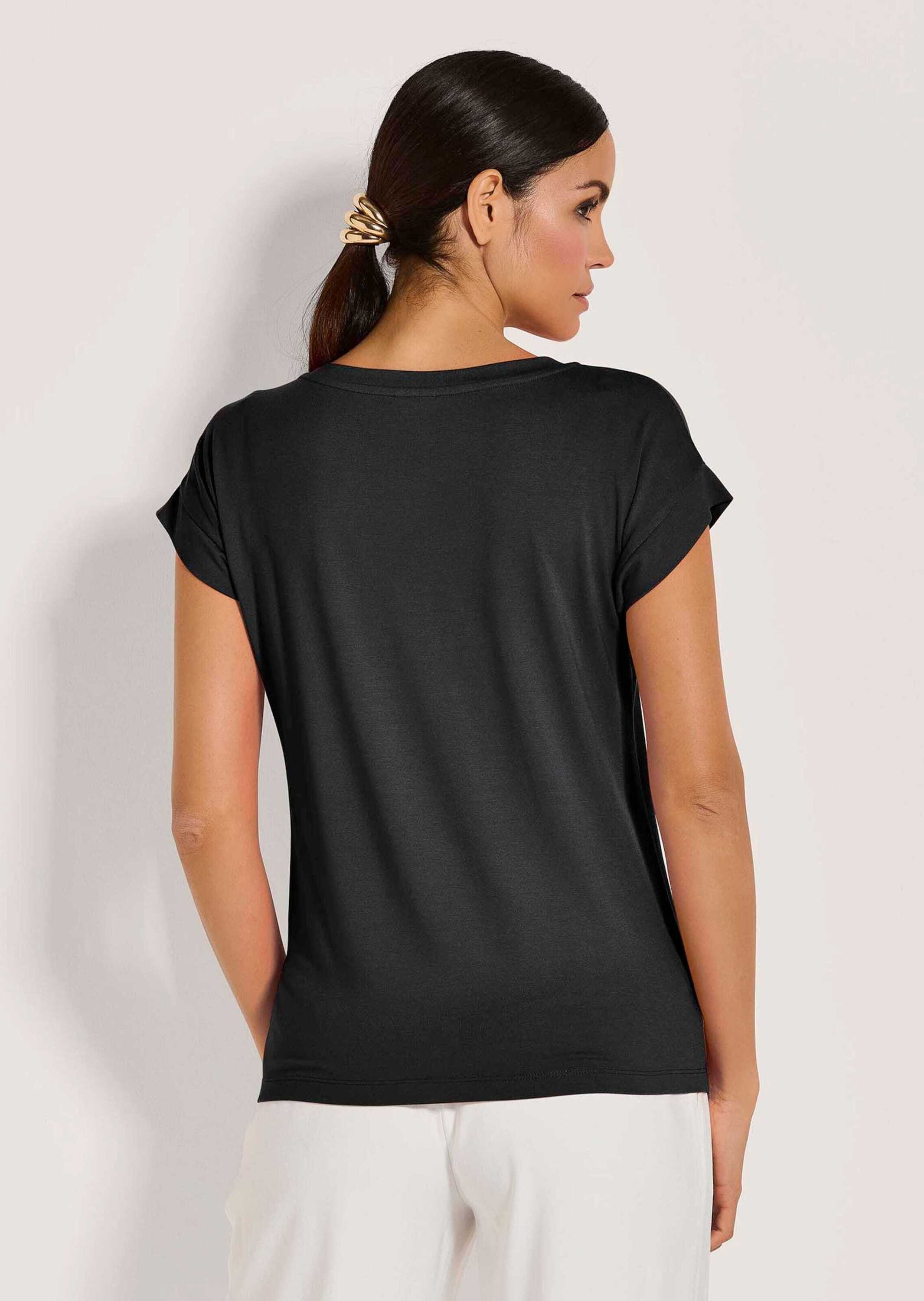 MADELEINE Kurzarmshirt Zeitloses Blusenshirt mit V-Ausschnitt Lässiges Basicshirt mit überschnittenen Schultern und Kurzarm – Bild 2 von 5