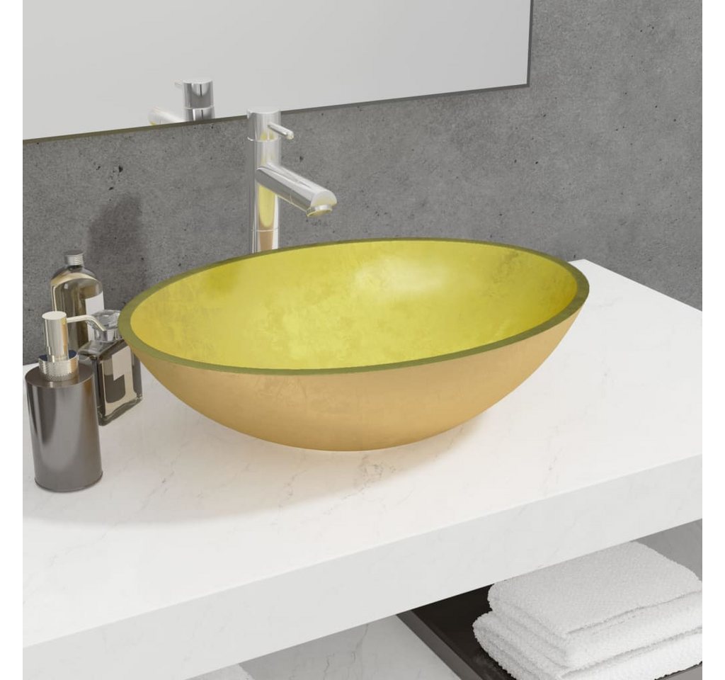 Thumbnail - vidaXL Waschbecken, Waschtisch Glas 50x37x14 cm Gold