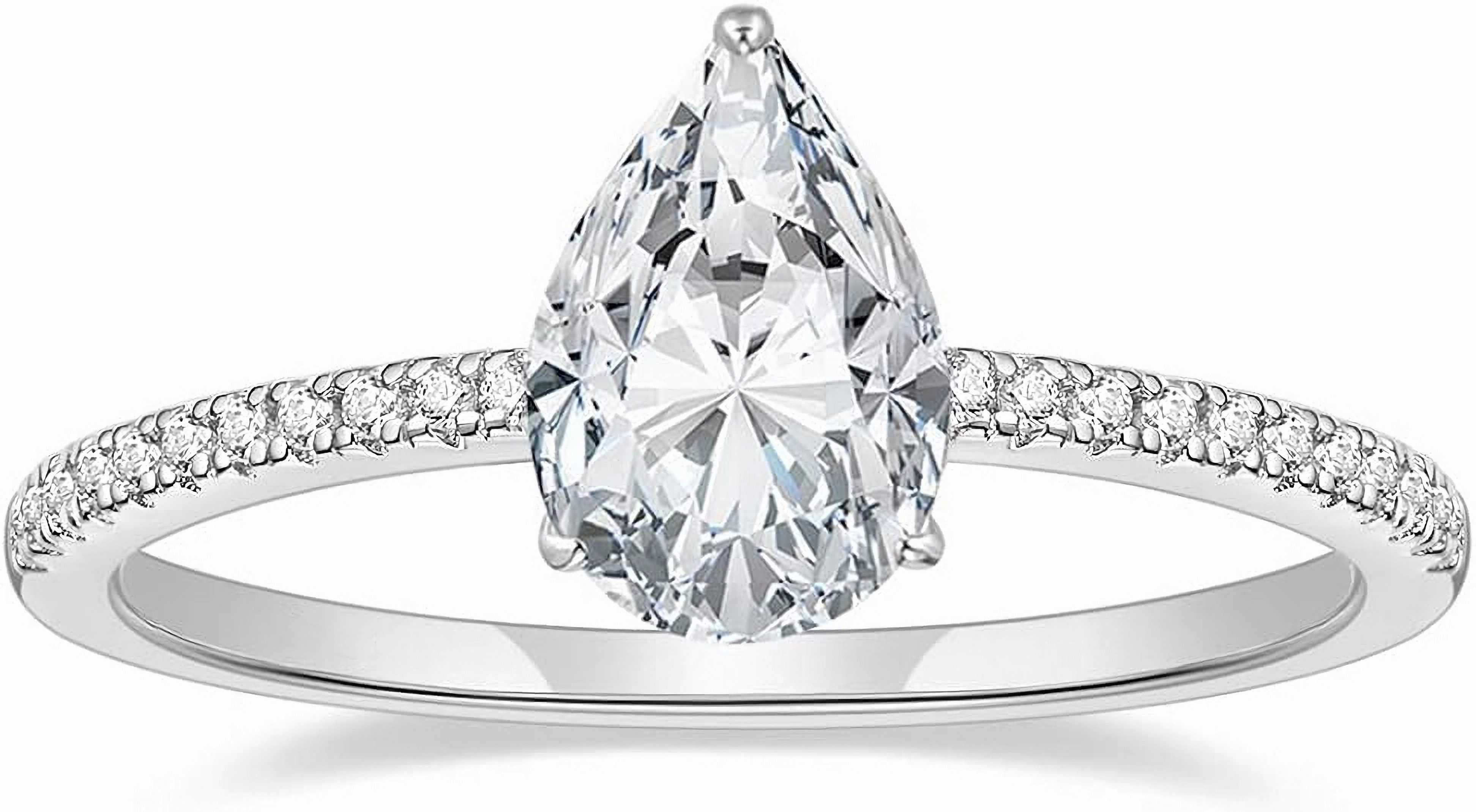 Jumpeak Verlobungsring 585 Gold, 2 Karat Labordiamant im Tropfenschliff, Damen-Ehering, E,vvs1,2EX,IGI-Zertifikat,ring damen,geschenk