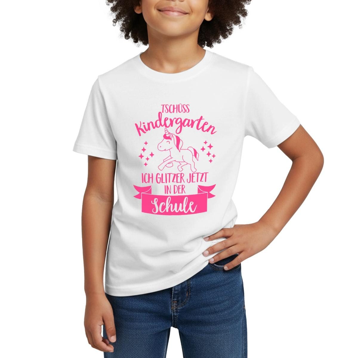 T-Shirt Einschulung Einhorn Tschüss Kindergarten Kinder T-Shirt