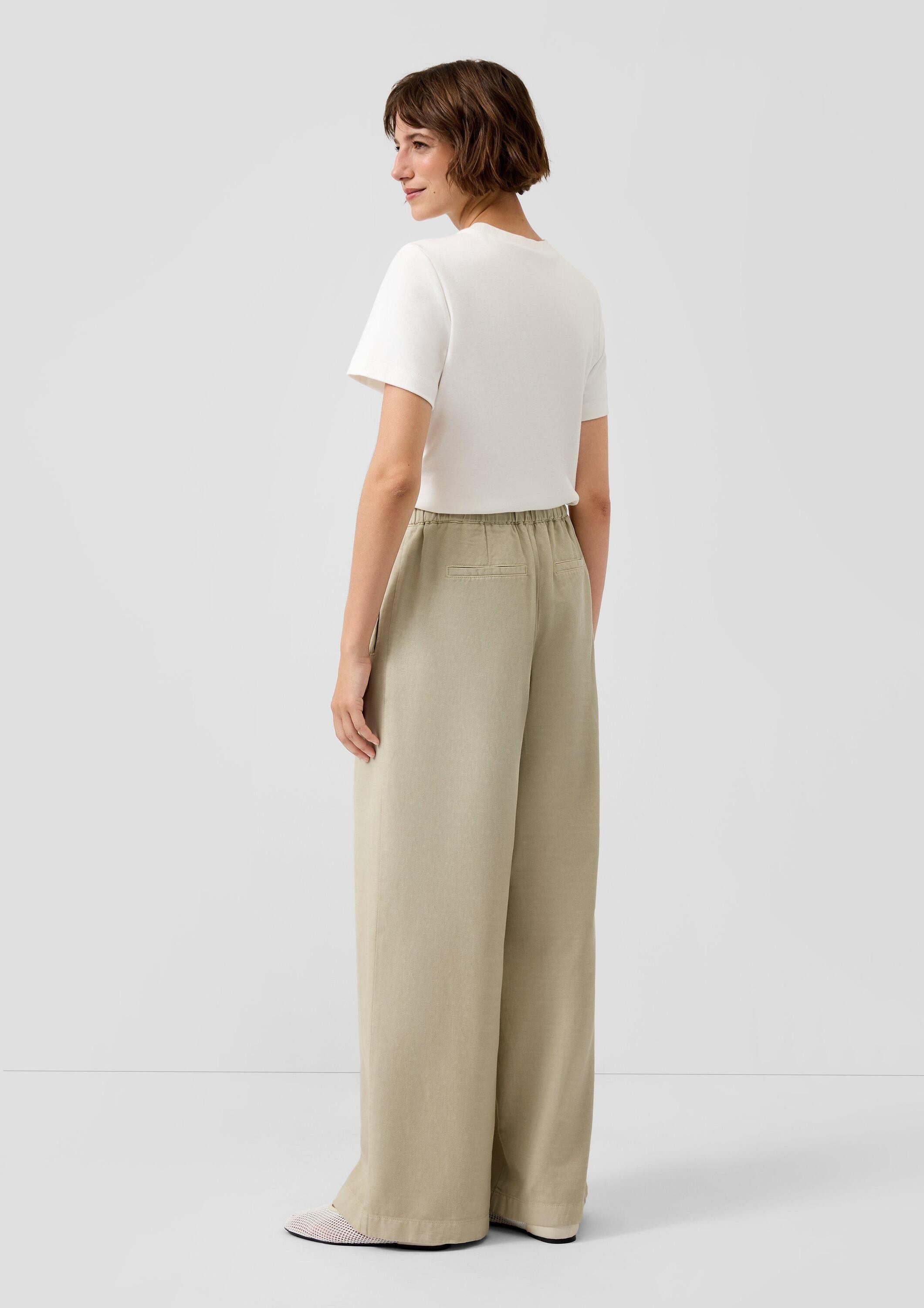 s.Oliver Chinos Hose Twill-Hose mit Wide Leg und Bundfalte