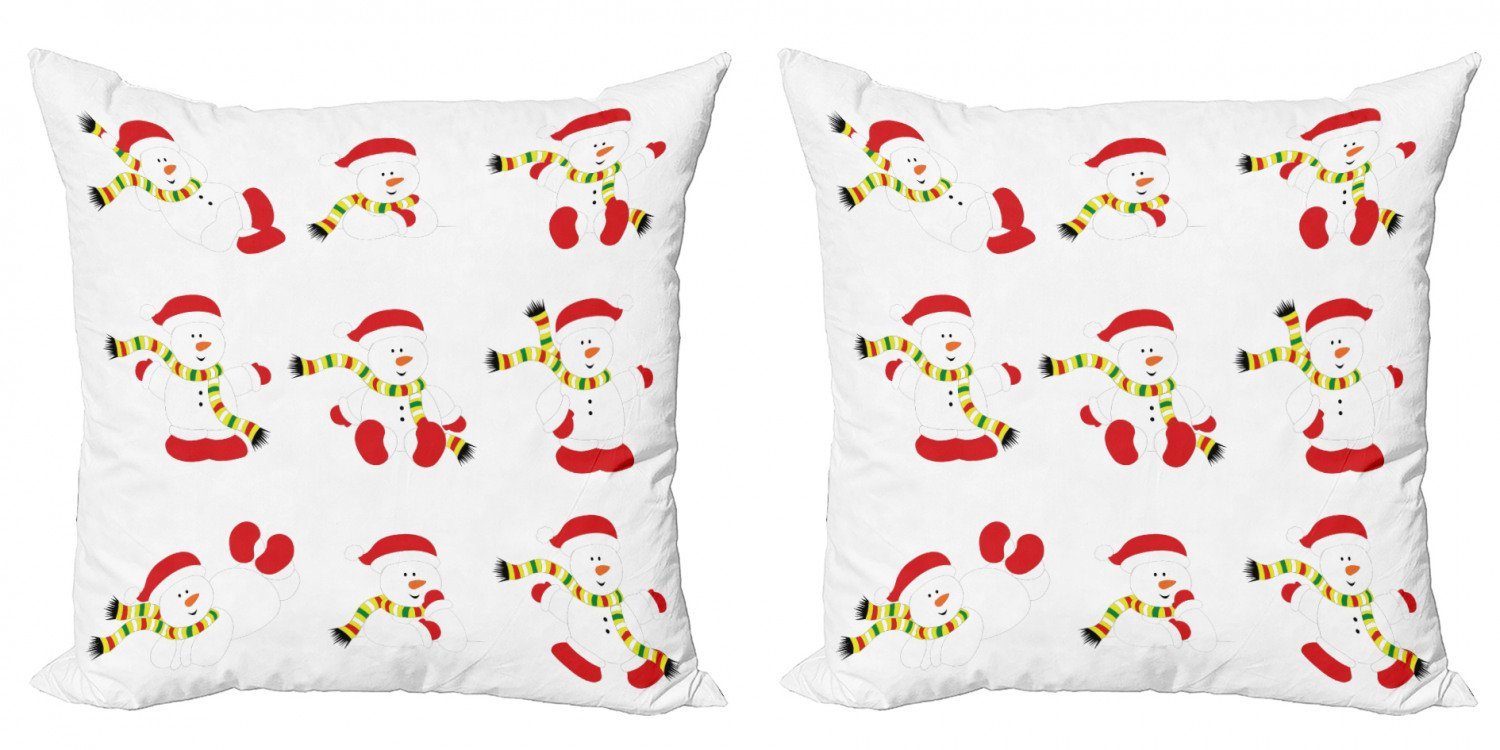 Kissenbezüge Modern Accent Doppelseitiger Digitaldruck, Abakuhaus (2 Stück), Weihnachten Schneemann mit Schale