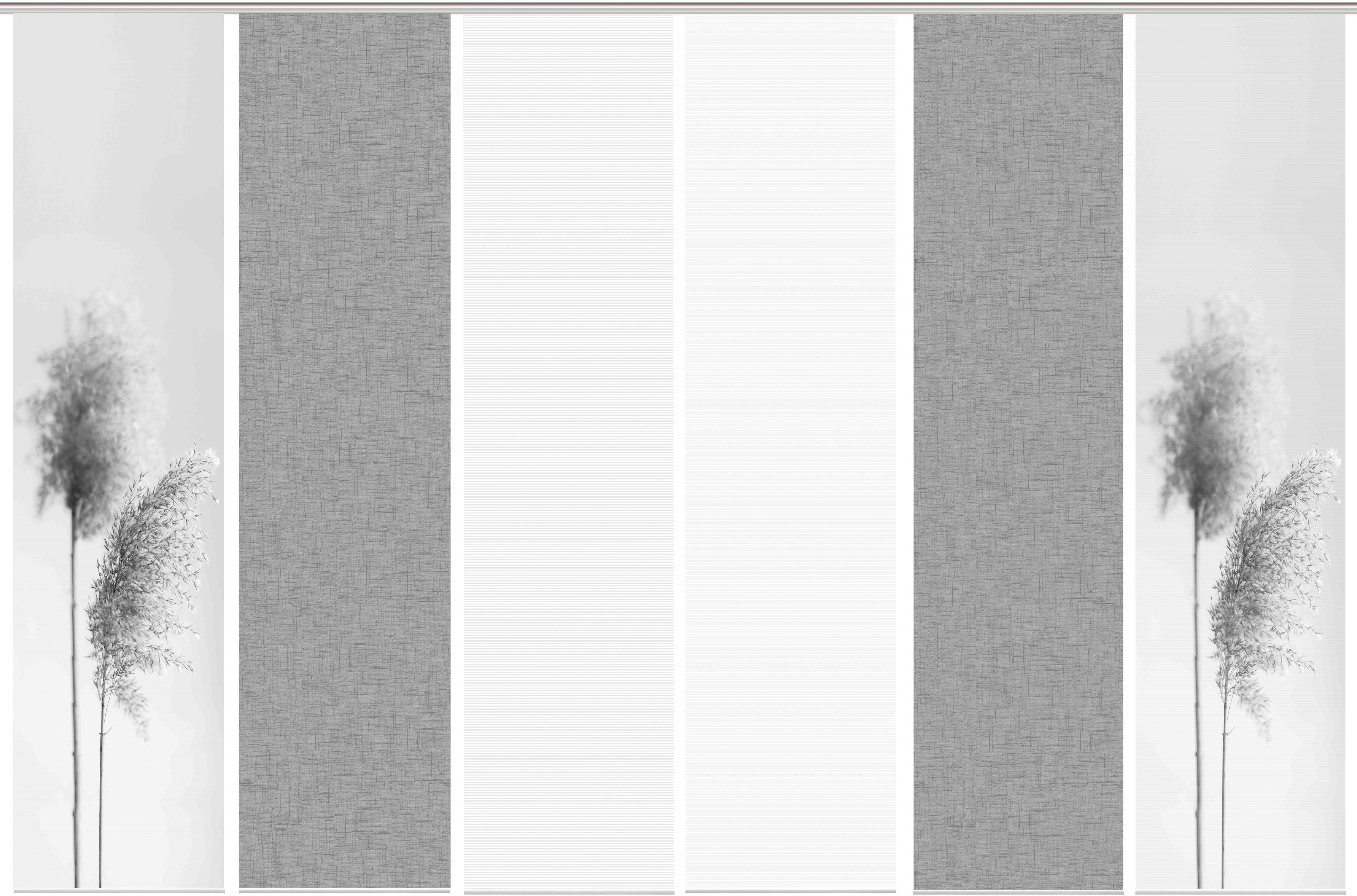 Vision S Schiebegardine IRLOS 6er SET (6 St), Paneelwagen, halbtransparent, Schiebevorhang Digidruck 6er Set IRLOS
